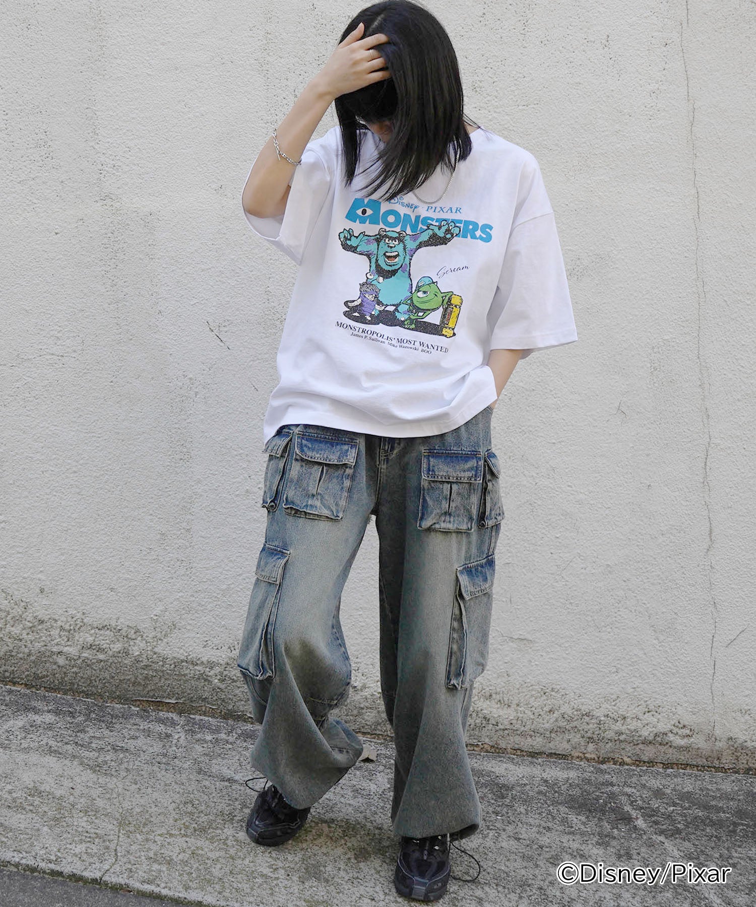 25SS【Disney Pixar / ディズニーピクサー】モンスターズ・インク ビッグシルエット半袖プリントTシャツ