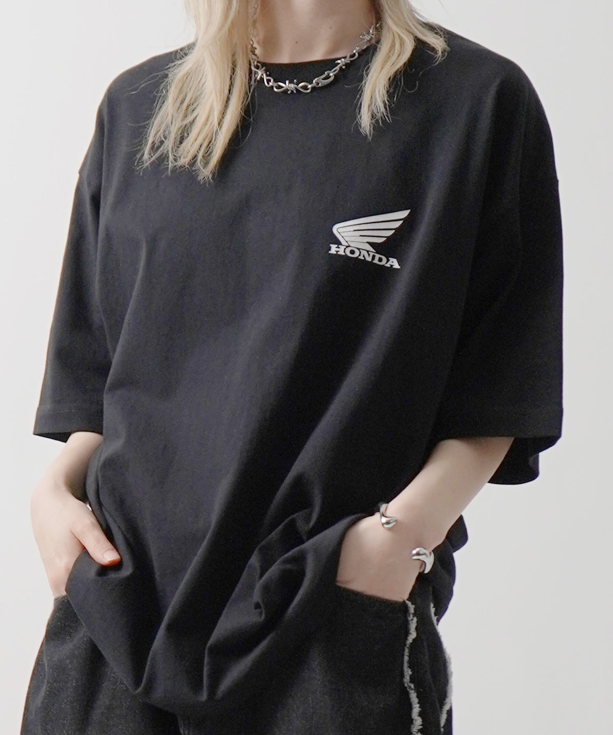 25SS【HONDA / ホンダ】ワンポイントプリント ボックスシルエット 半袖Tシャツ