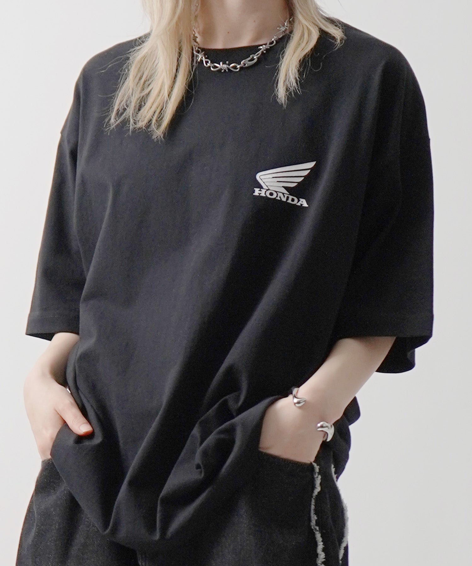 25SS【HONDA / ホンダ】ワンポイントプリント ボックスシルエット 半袖Tシャツ