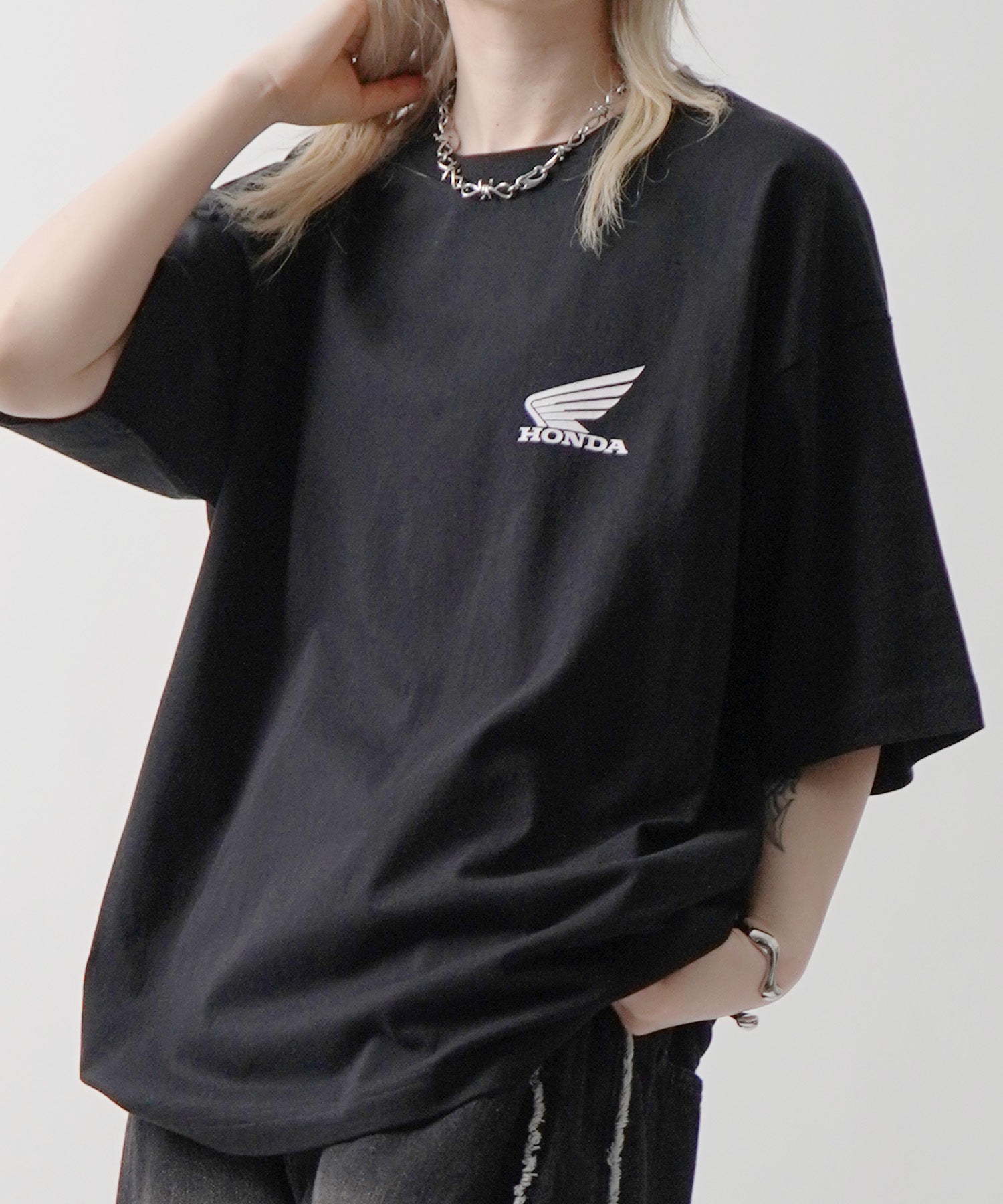 25SS【HONDA / ホンダ】ワンポイントプリント ボックスシルエット 半袖Tシャツ