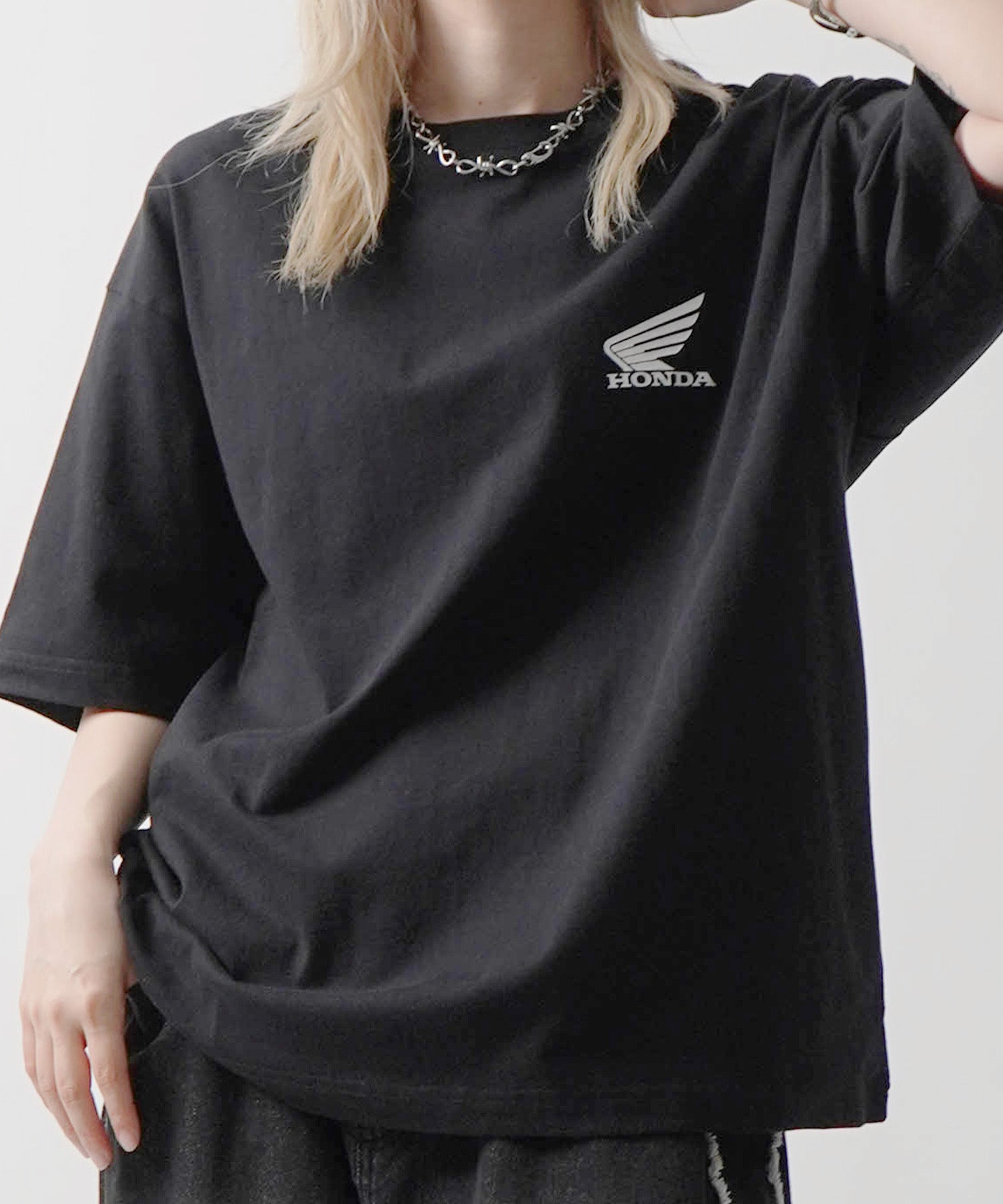 25SS【HONDA / ホンダ】ワンポイントプリント ボックスシルエット 半袖Tシャツ