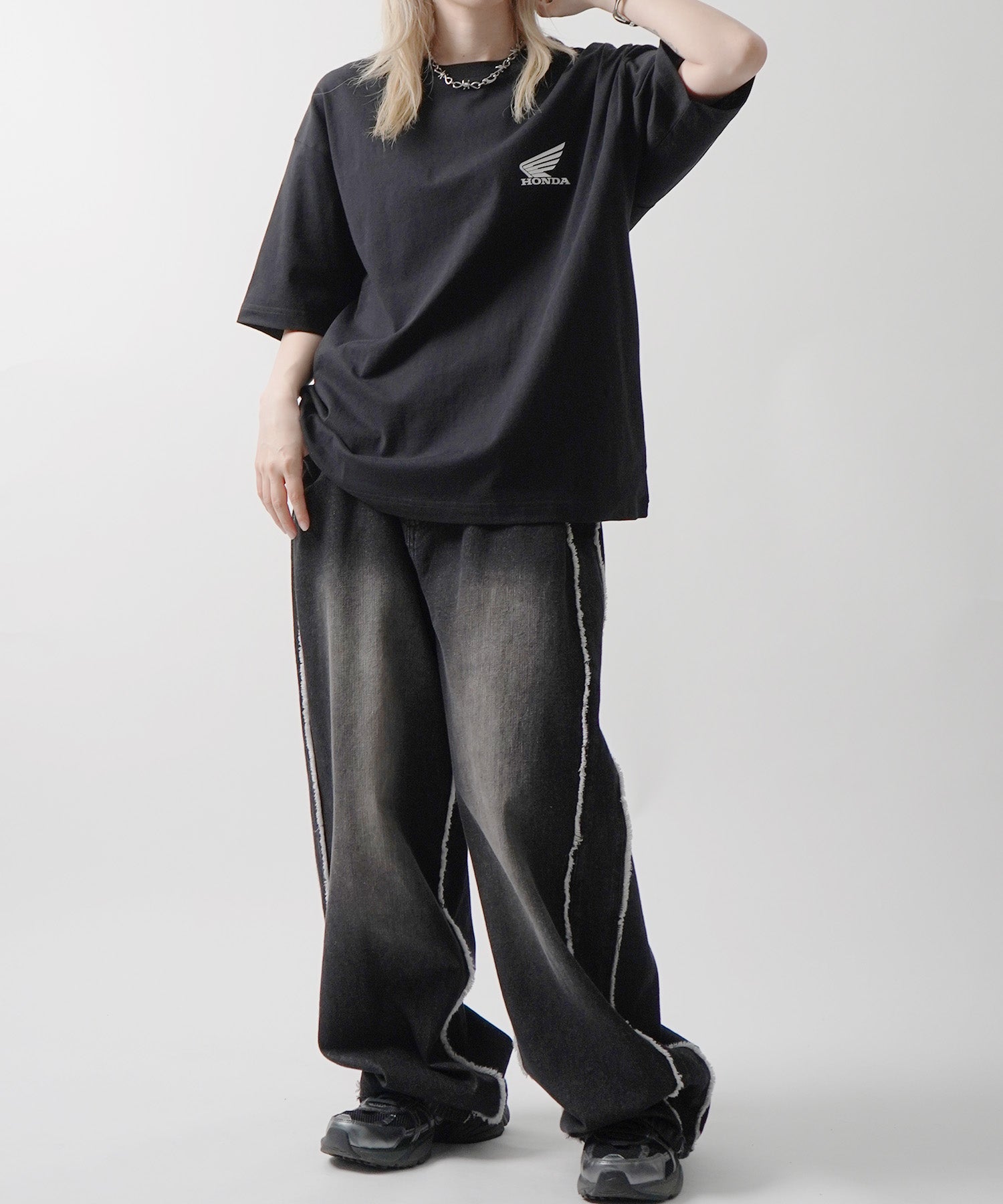 25SS【HONDA / ホンダ】ワンポイントプリント ボックスシルエット 半袖Tシャツ