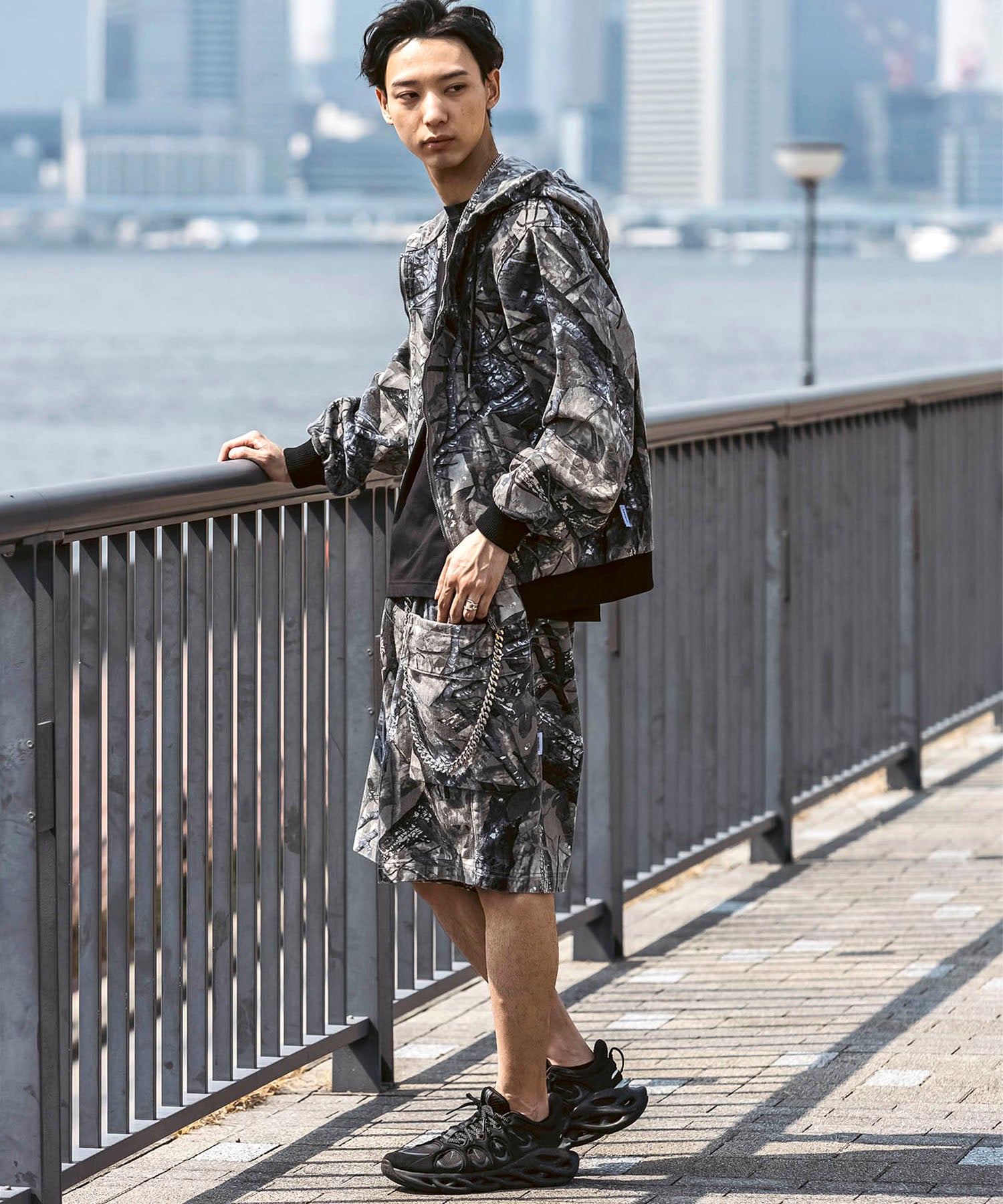 25SS【Labordi / ラボード】ツリーカモ柄 リアルツリー / デニム / ケミカル加工 ボックスシルエット フーディー ミリタリーフードジャケット