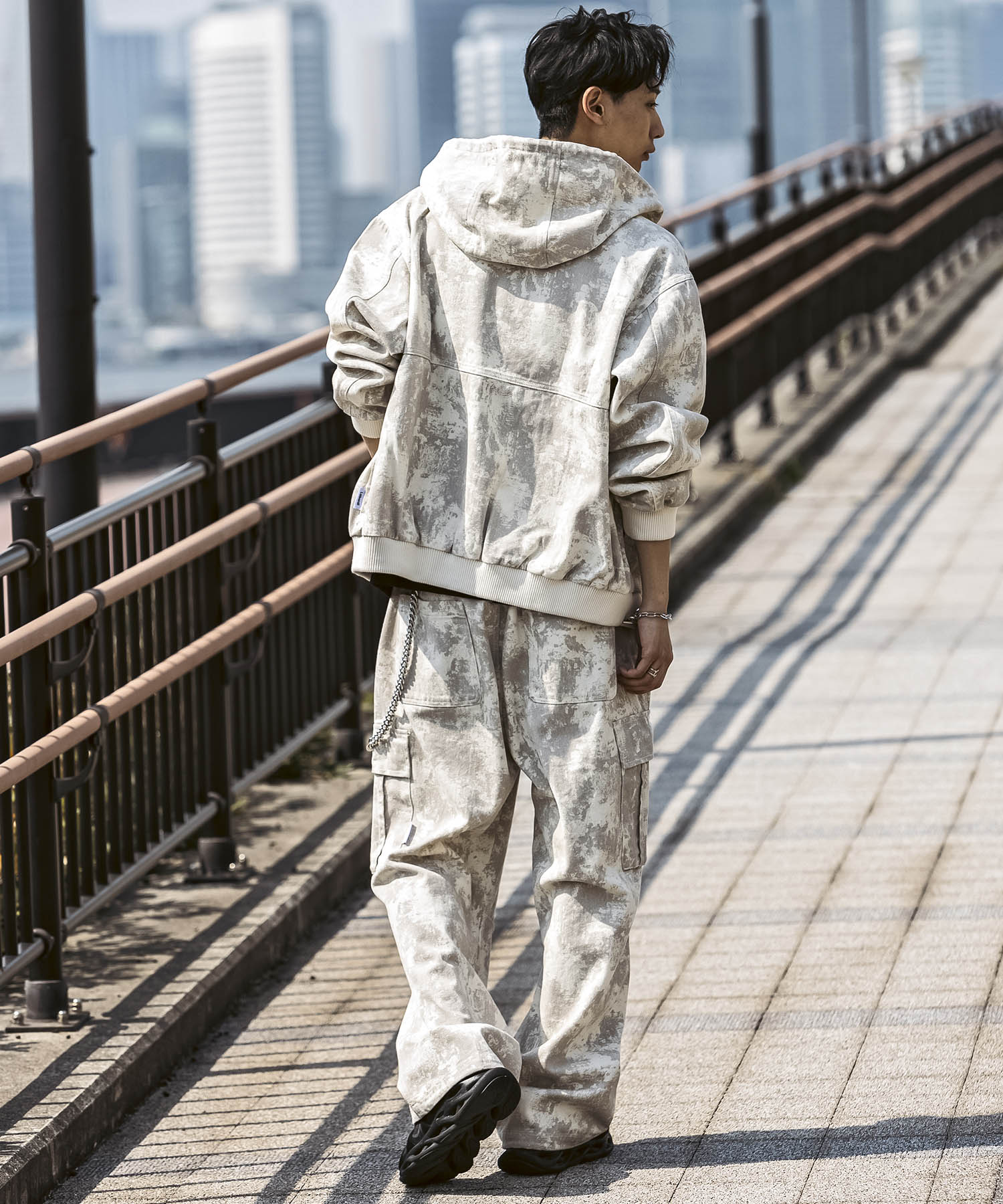 25SS【Labordi / ラボード】ツリーカモ柄 リアルツリー / デニム / ケミカル加工 ボックスシルエット フーディー ミリタリーフードジャケット