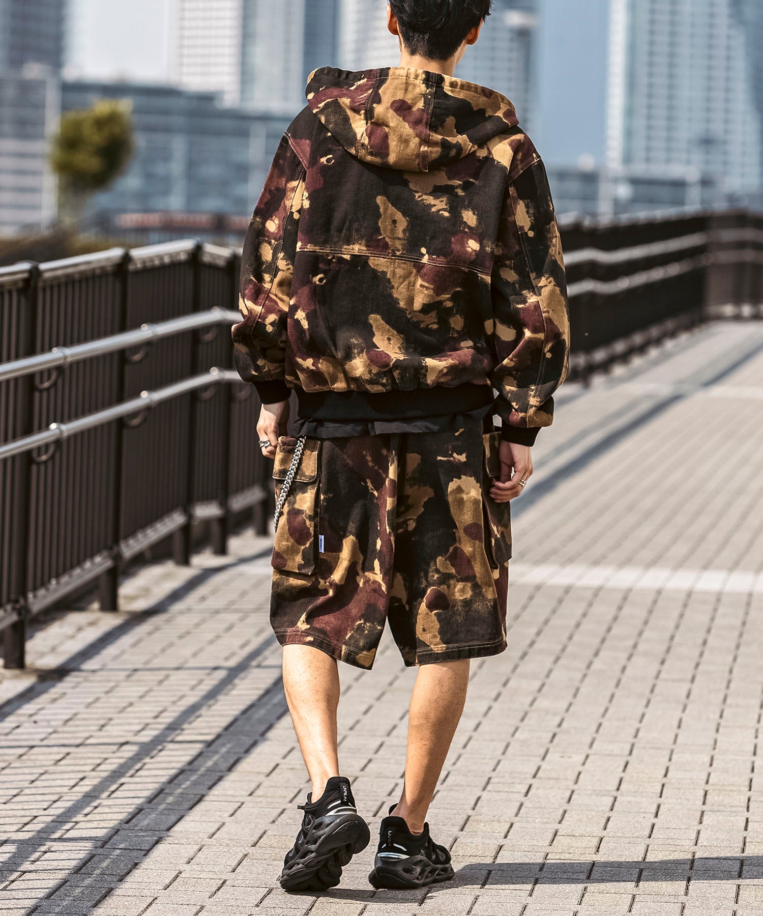 25SS【Labordi / ラボード】ツリーカモ柄 リアルツリー / デニム / ケミカル加工 ボックスシルエット フーディー ミリタリーフードジャケット