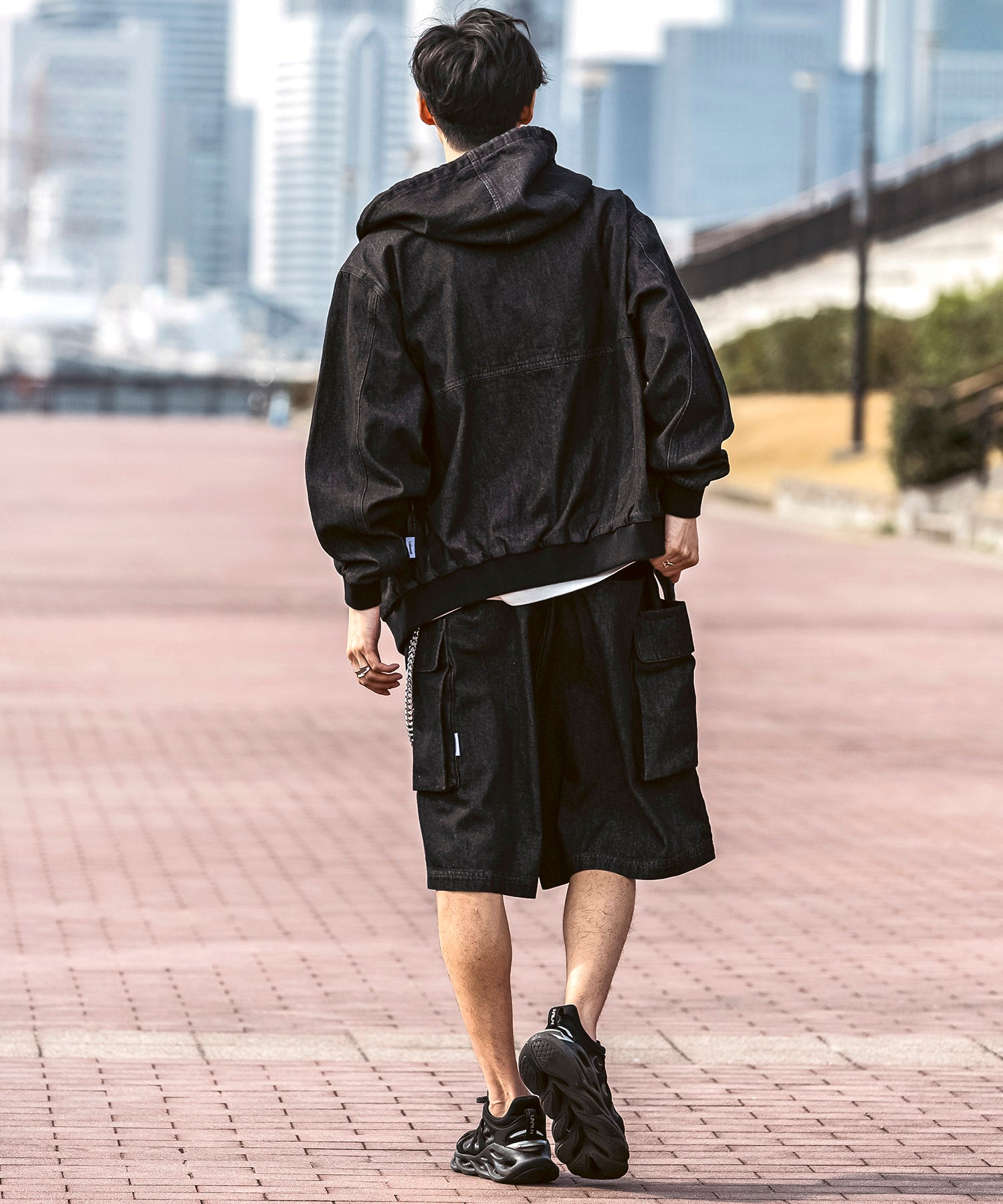 25SS【Labordi / ラボード】デニム / ケミカル加工 ボックスシルエット フーディー ミリタリーフードジャケット