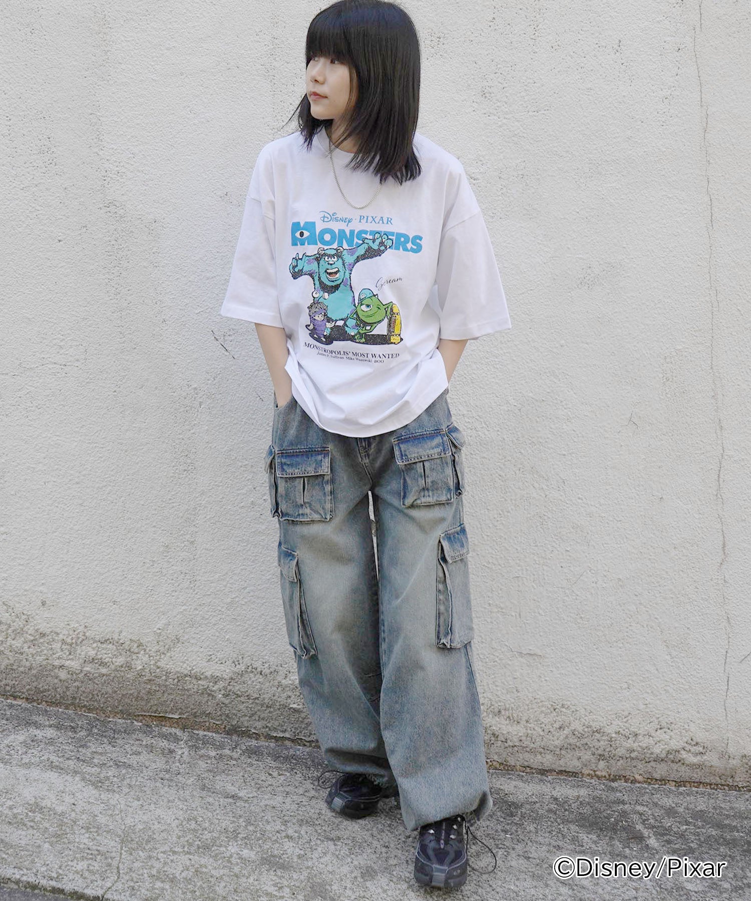 25SS【Disney Pixar / ディズニーピクサー】モンスターズ・インク ビッグシルエット半袖プリントTシャツ