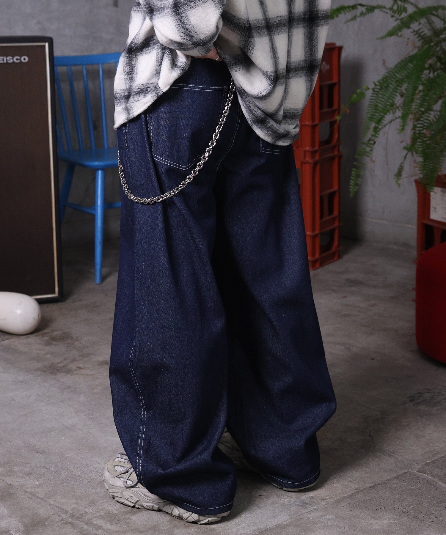 バレルレッグ リジット デニムパンツ