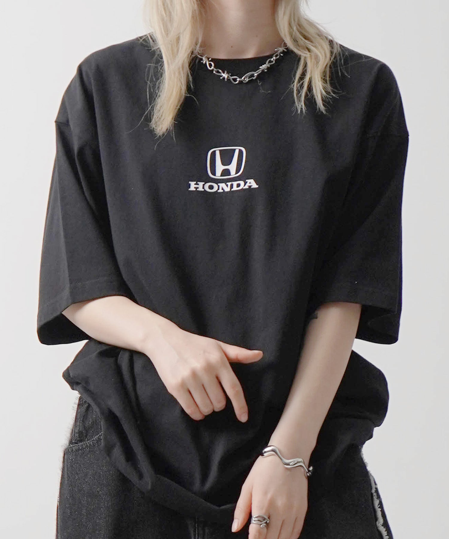 25SS【HONDA / ホンダ】ワンポイントプリント ボックスシルエット 半袖Tシャツ