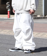 ワイドパラシュートパンツ 裾ドローコード スノーパンツ