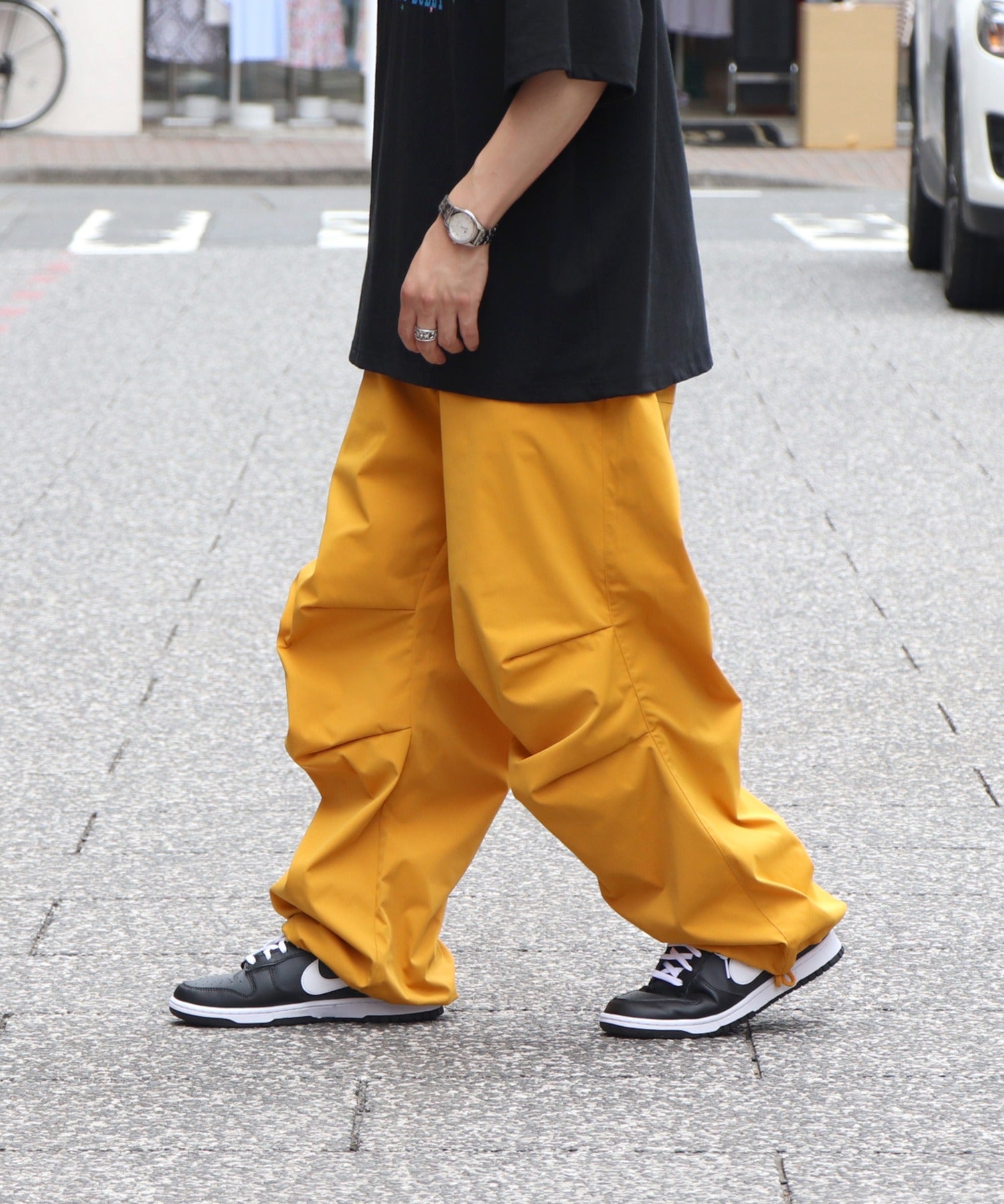 ワイドパラシュートパンツ 裾ドローコード スノーパンツ