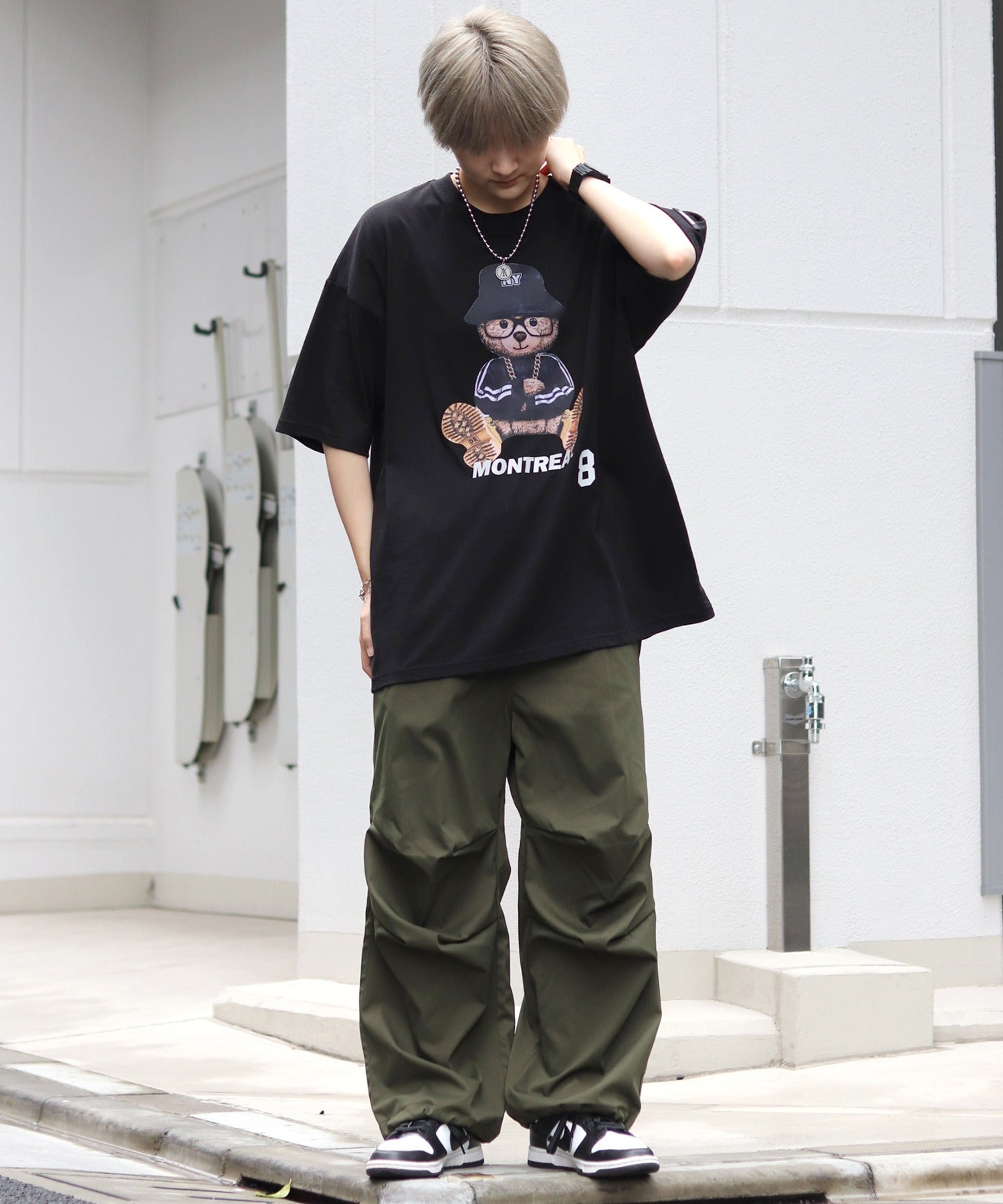 ワイドパラシュートパンツ 裾ドローコード スノーパンツ
