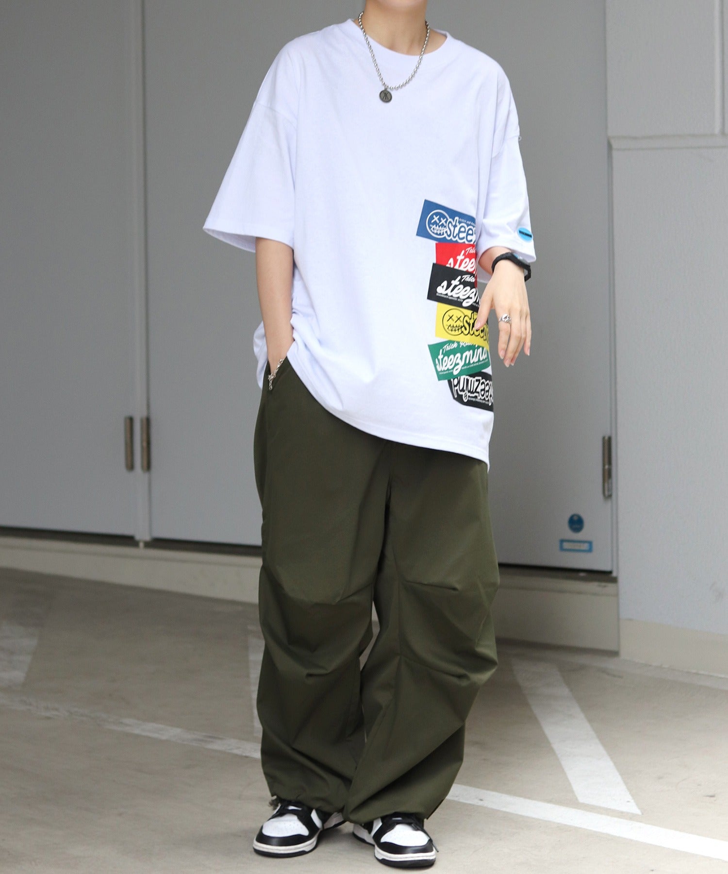 ワイドパラシュートパンツ 裾ドローコード スノーパンツ