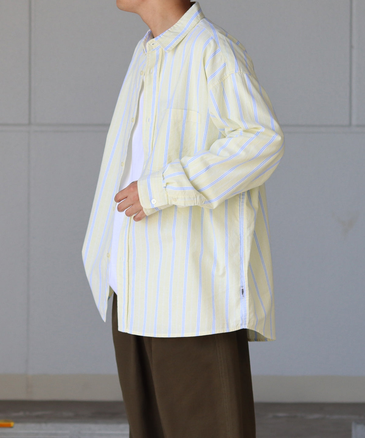 オックス ストライプ ビッグシルエット長袖シャツ