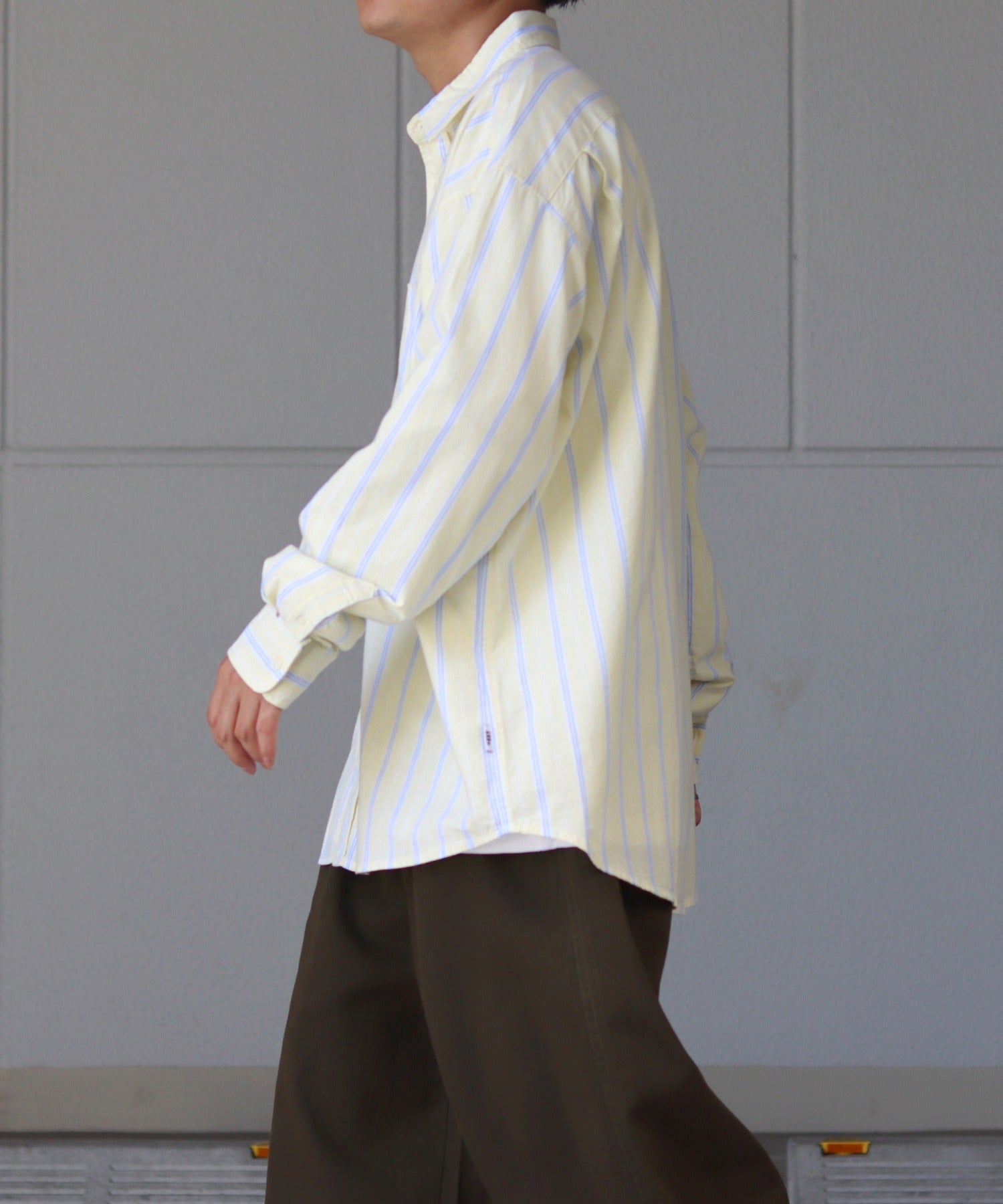 オックス ストライプ ビッグシルエット長袖シャツ