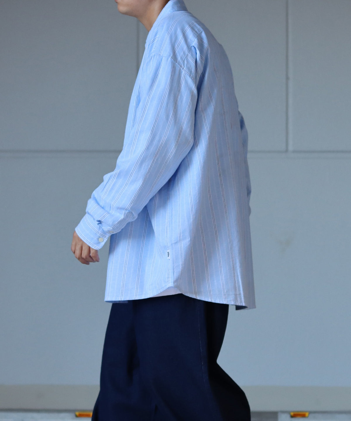 オックス ストライプ ビッグシルエット長袖シャツ