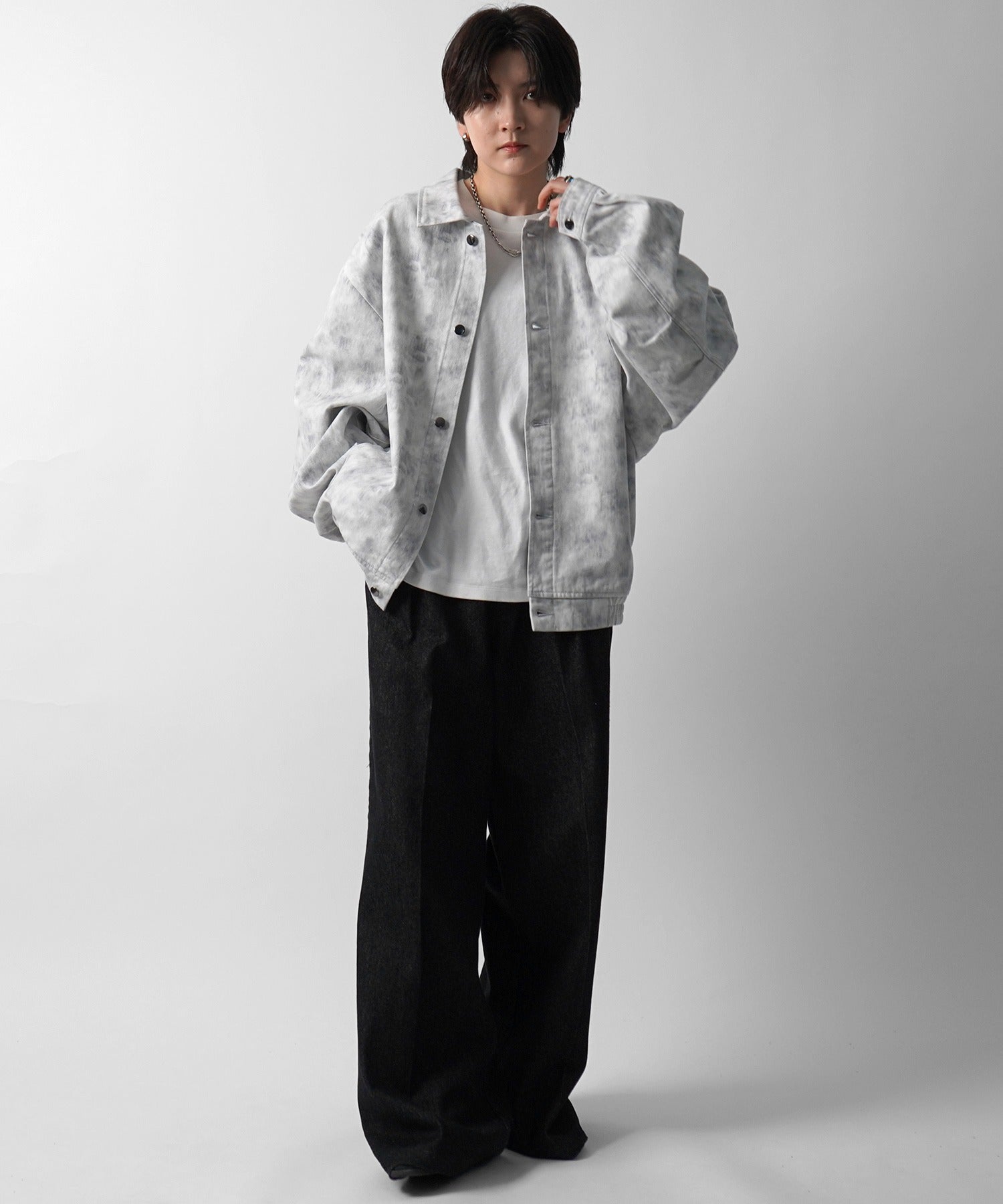 【新色追加】ビッグシルエット ヴィンテージライク ケミカルウォッシュ加工  ブルゾン デニムジャケット