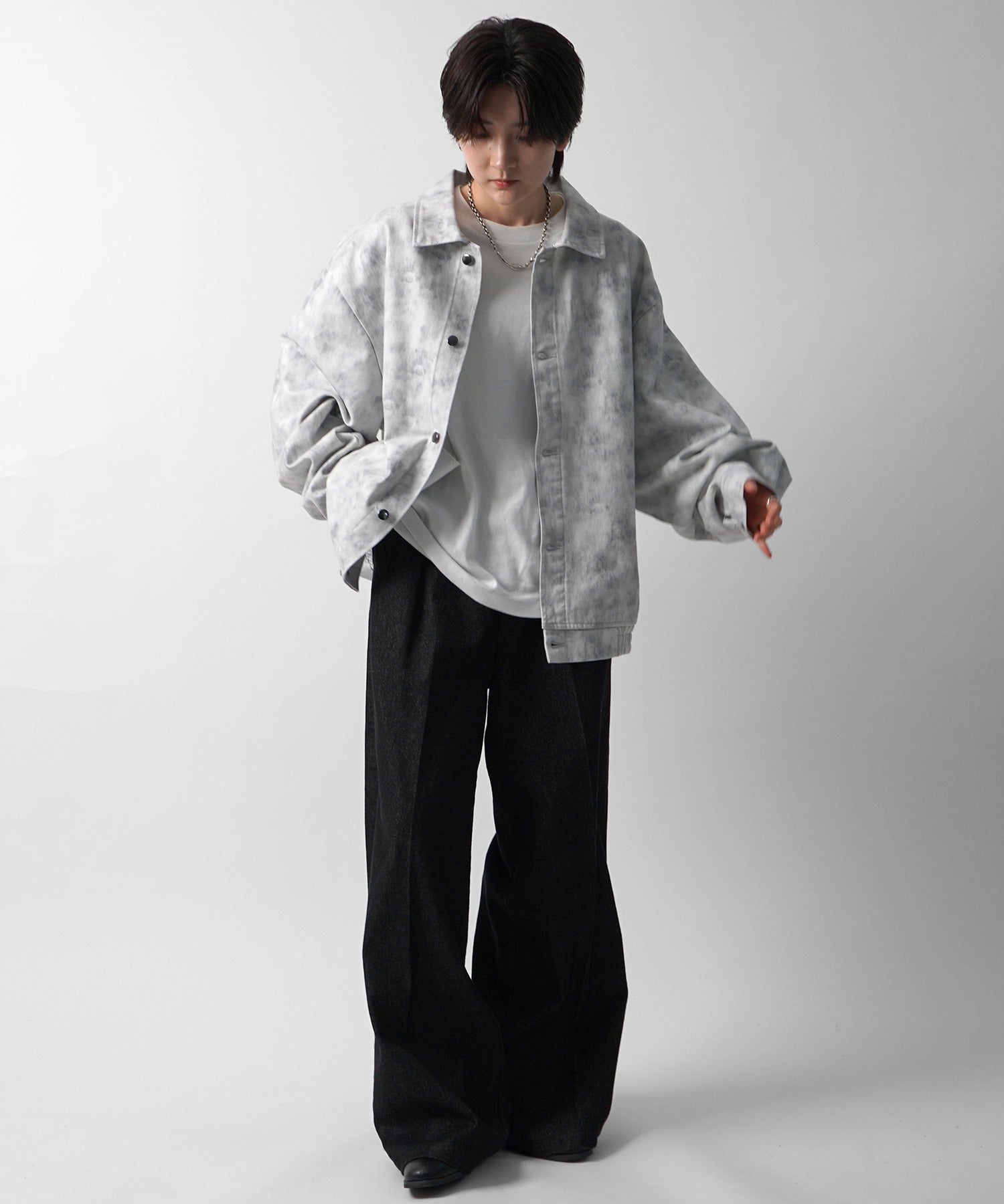 【新色追加】ビッグシルエット ヴィンテージライク ケミカルウォッシュ加工  ブルゾン デニムジャケット