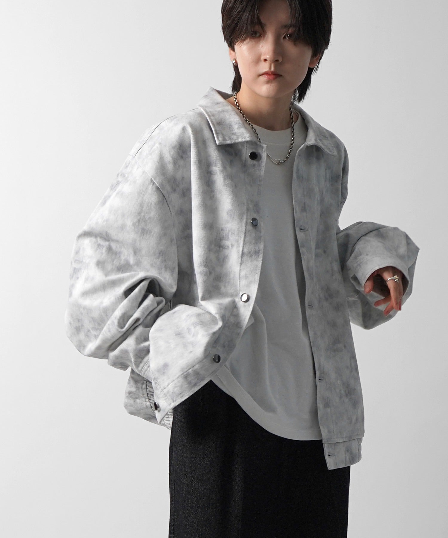 【新色追加】ビッグシルエット ヴィンテージライク ケミカルウォッシュ加工  ブルゾン デニムジャケット