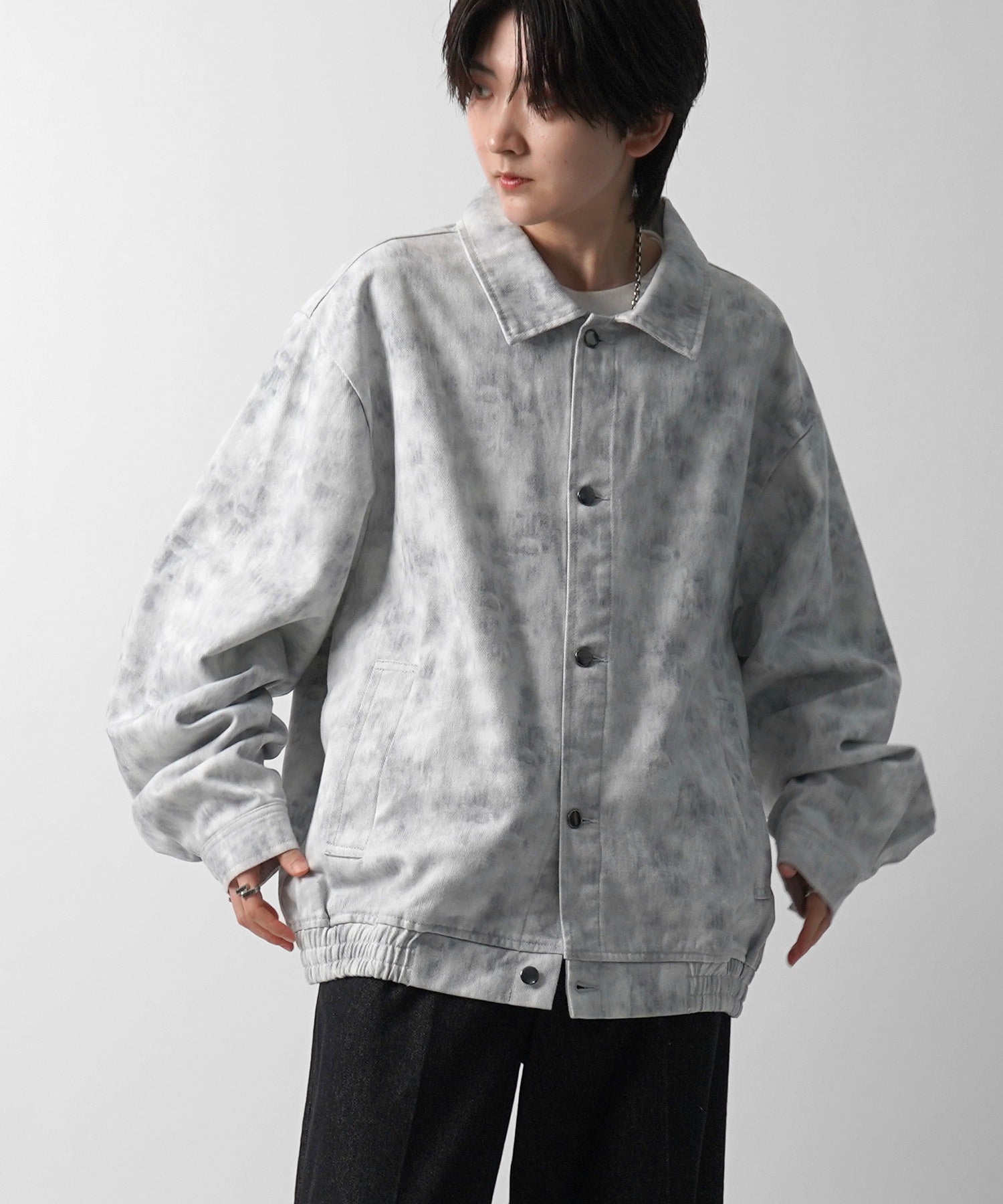 【新色追加】ビッグシルエット ヴィンテージライク ケミカルウォッシュ加工  ブルゾン デニムジャケット