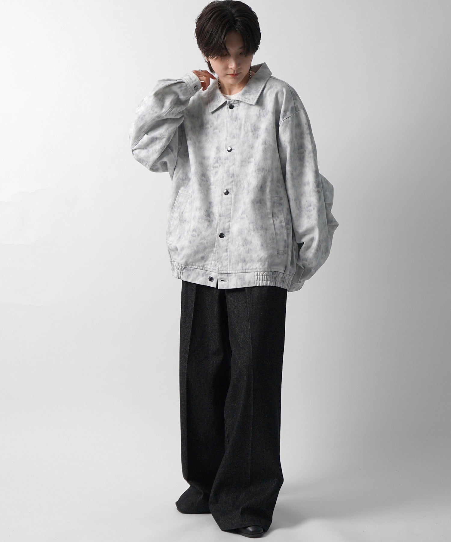 【新色追加】ビッグシルエット ヴィンテージライク ケミカルウォッシュ加工  ブルゾン デニムジャケット