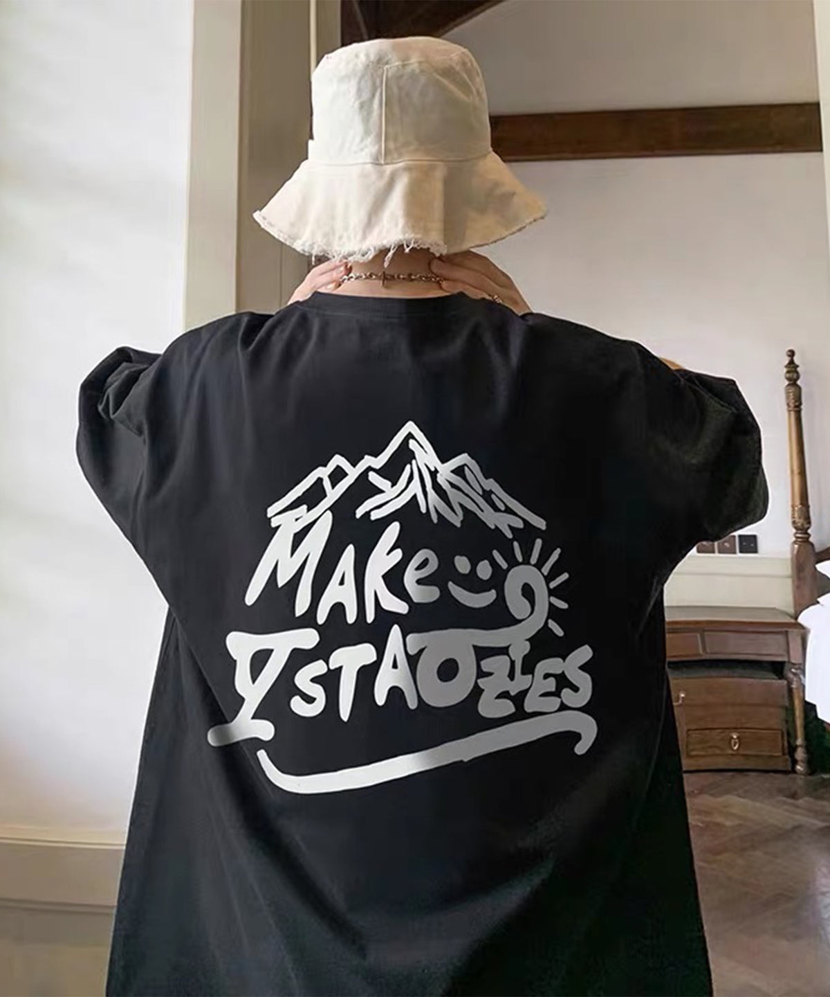 韓国ストリート ビッグシルエット バックプリントTシャツ