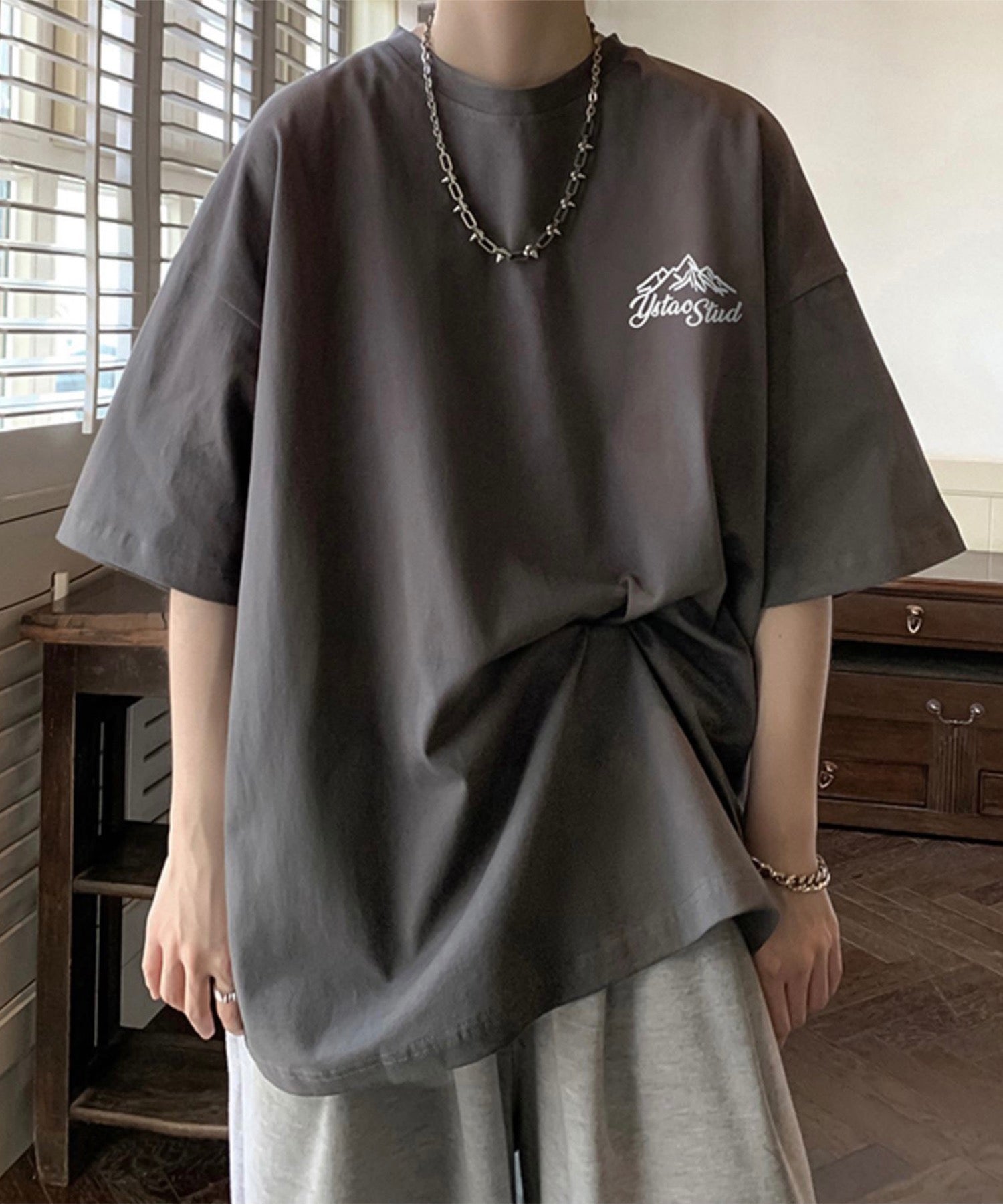 韓国ストリート ビッグシルエット バックプリントTシャツ