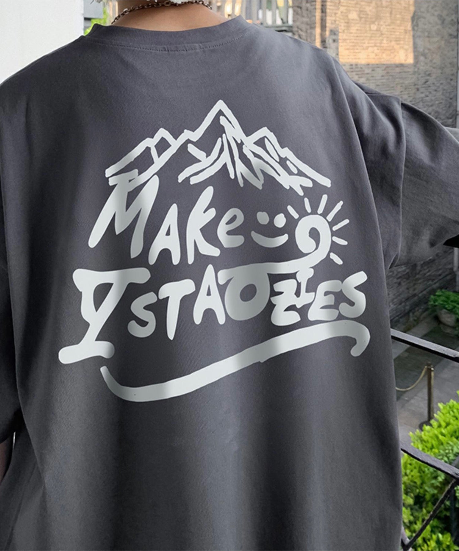 韓国ストリート ビッグシルエット バックプリントTシャツ