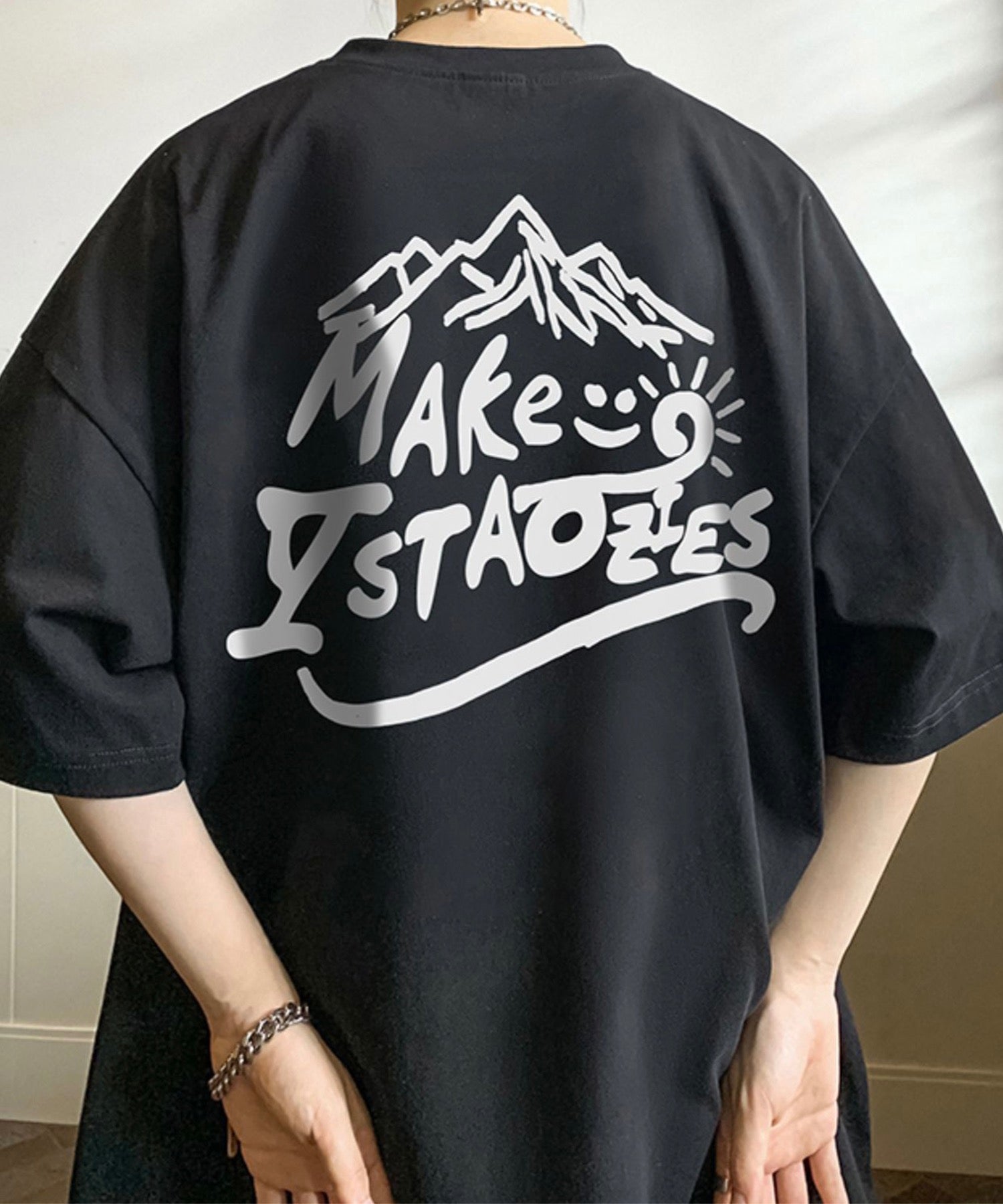 韓国ストリート ビッグシルエット バックプリントTシャツ