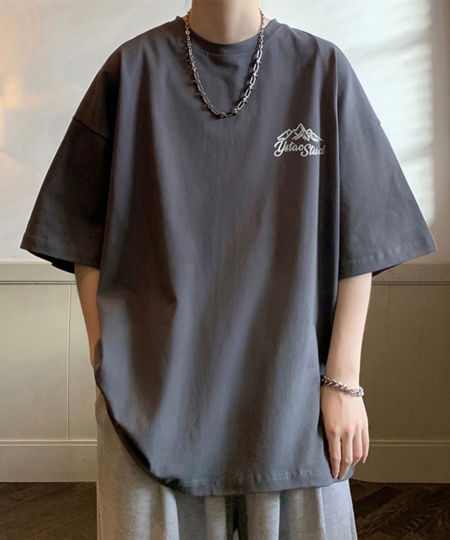 韓国ストリート ビッグシルエット バックプリントTシャツ