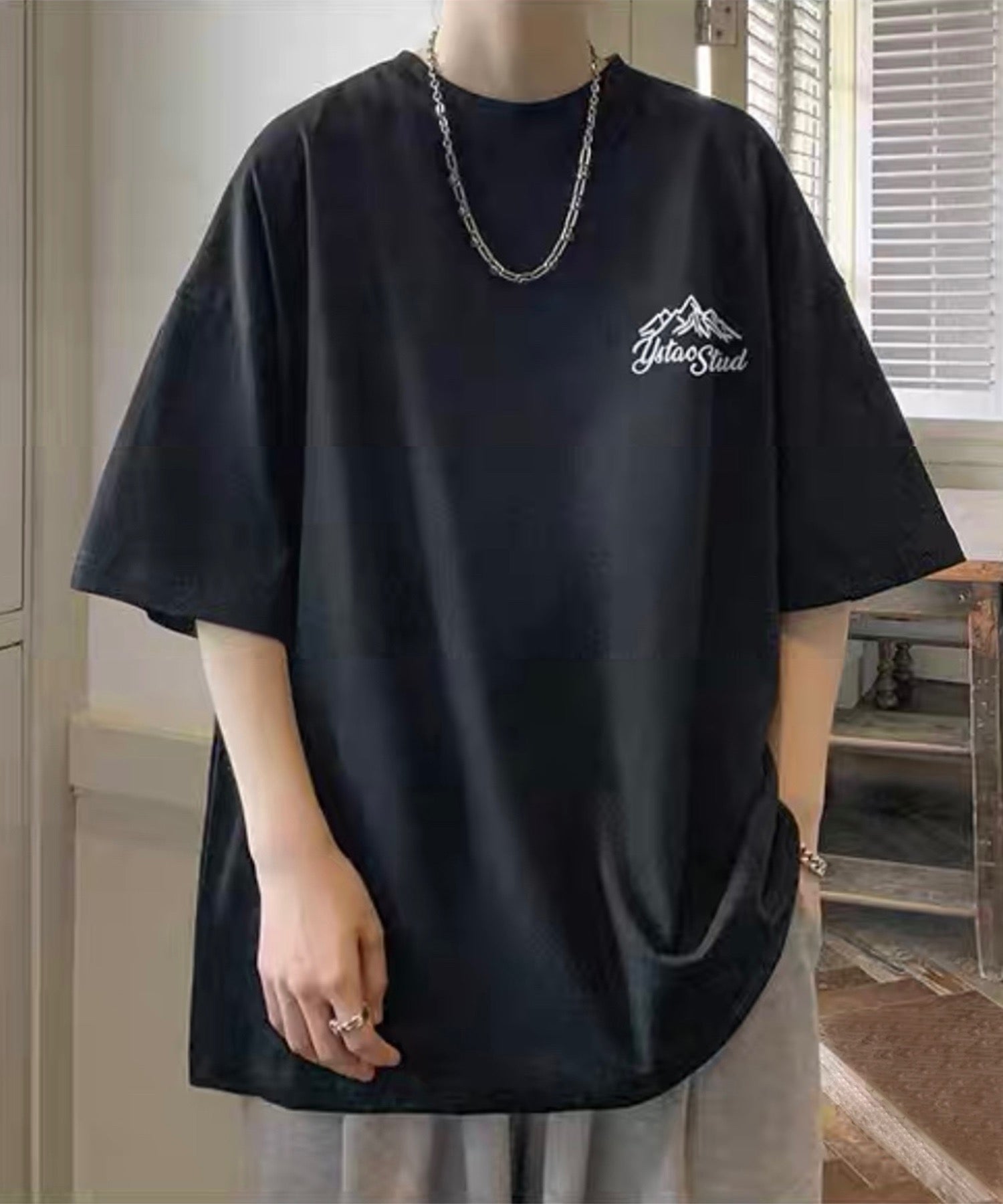 韓国ストリート ビッグシルエット バックプリントTシャツ