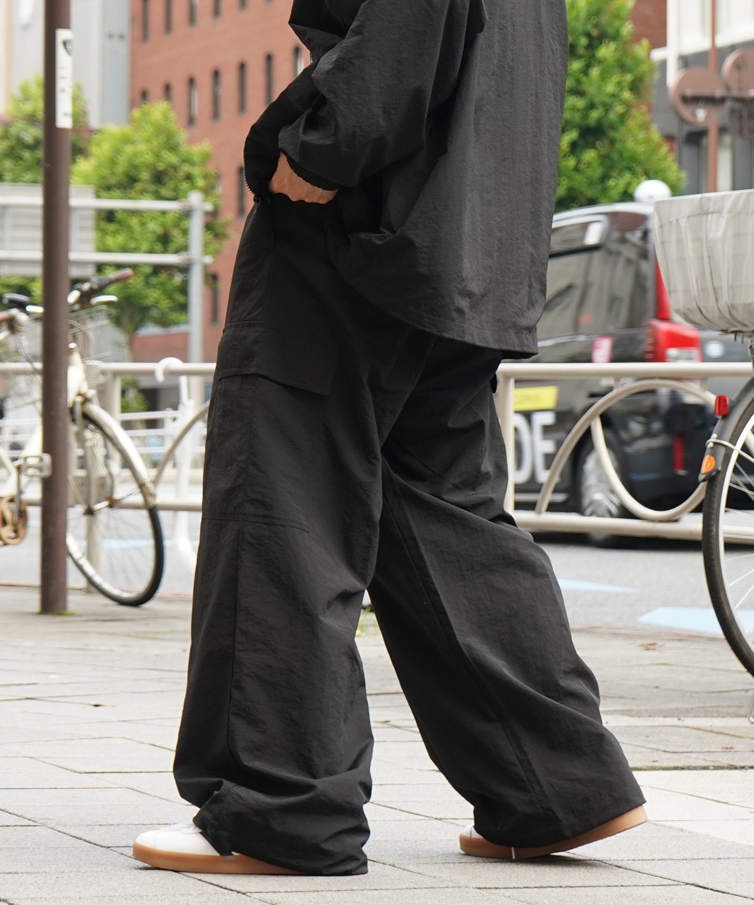 【セットアップ対応】ナイロンワイドカーゴパンツ パラシュートパンツ