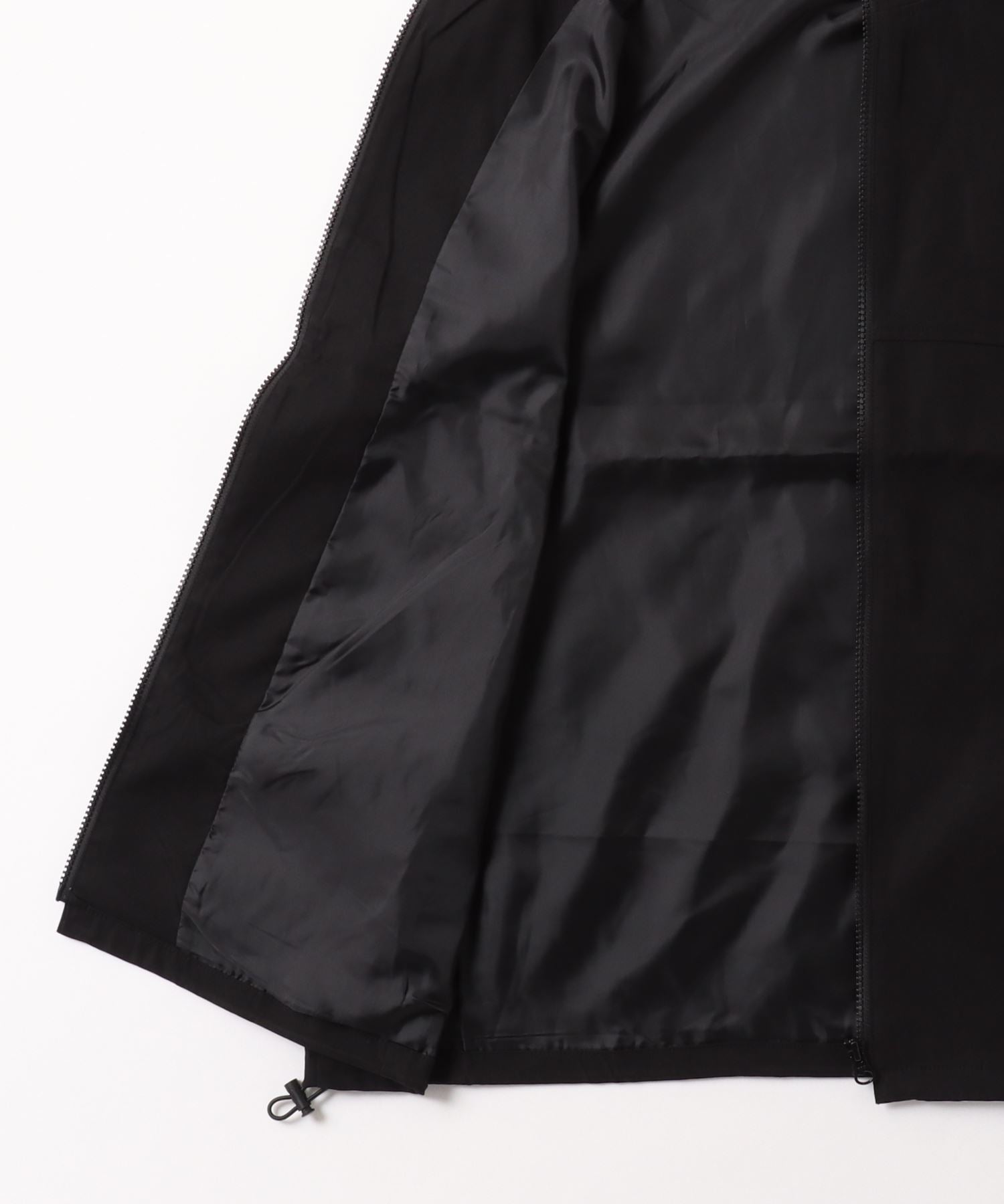 セットアップ対応 スタンドネック 裾ひもドロスト フルジップナイロンテックベスト