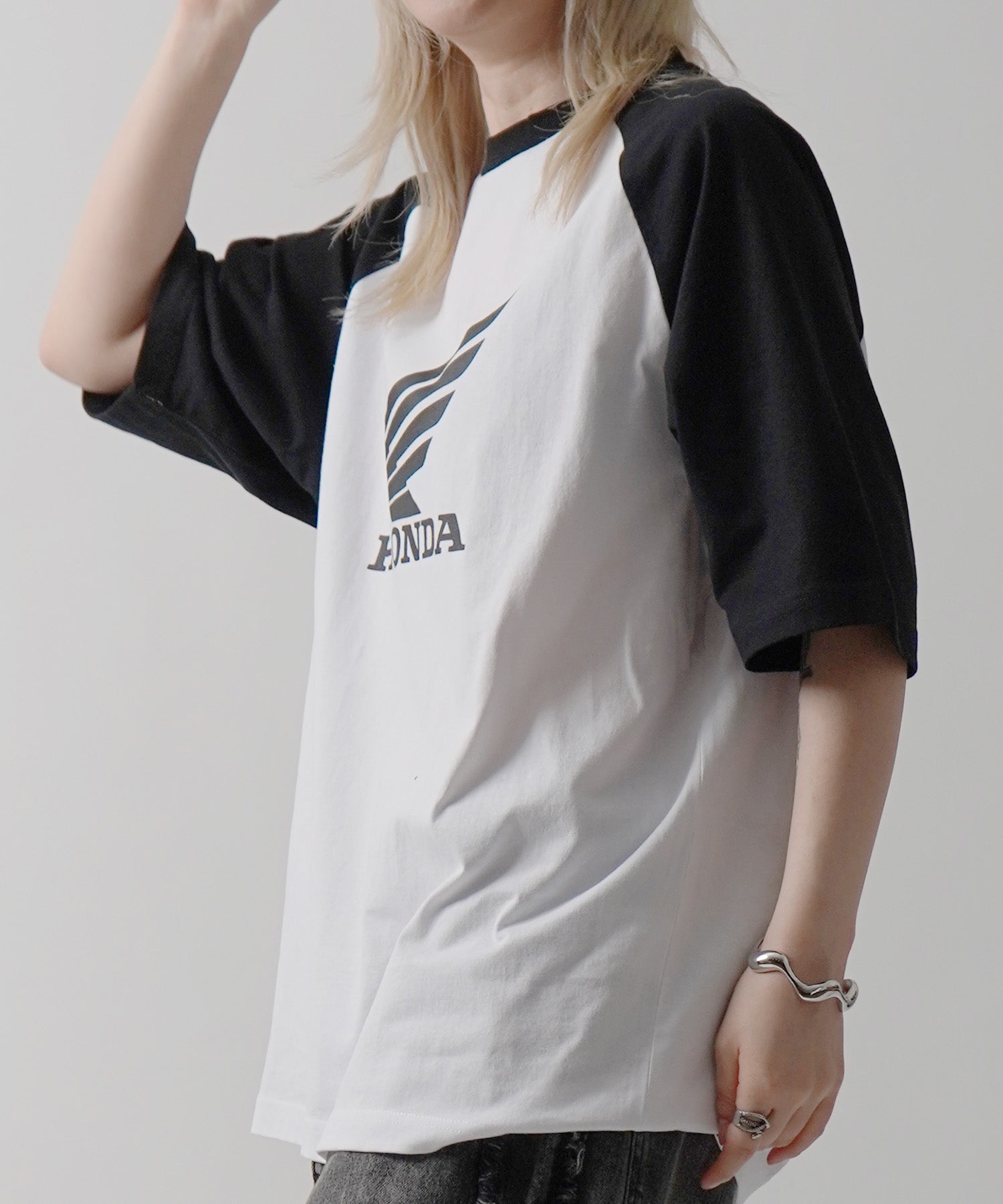 25SS【HONDA / ホンダ】フロントプリント ボックスシルエット ラグラン半袖Tシャツ