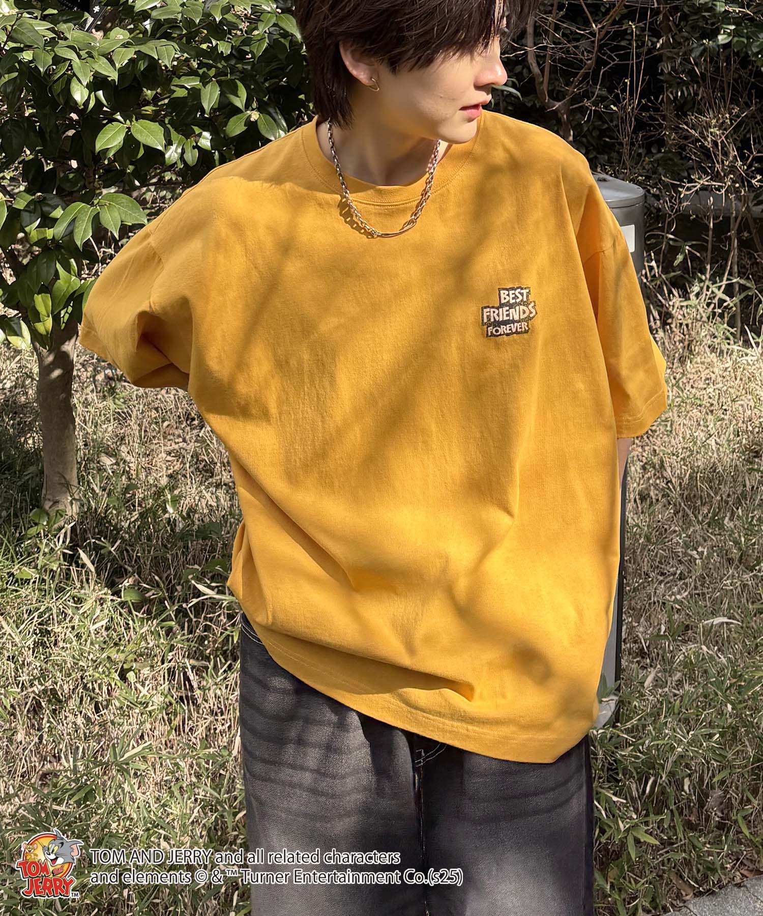 25SS【TOM&JERRY / トムとジェリー】足跡 ビッグシルエットバックプリントTシャツ