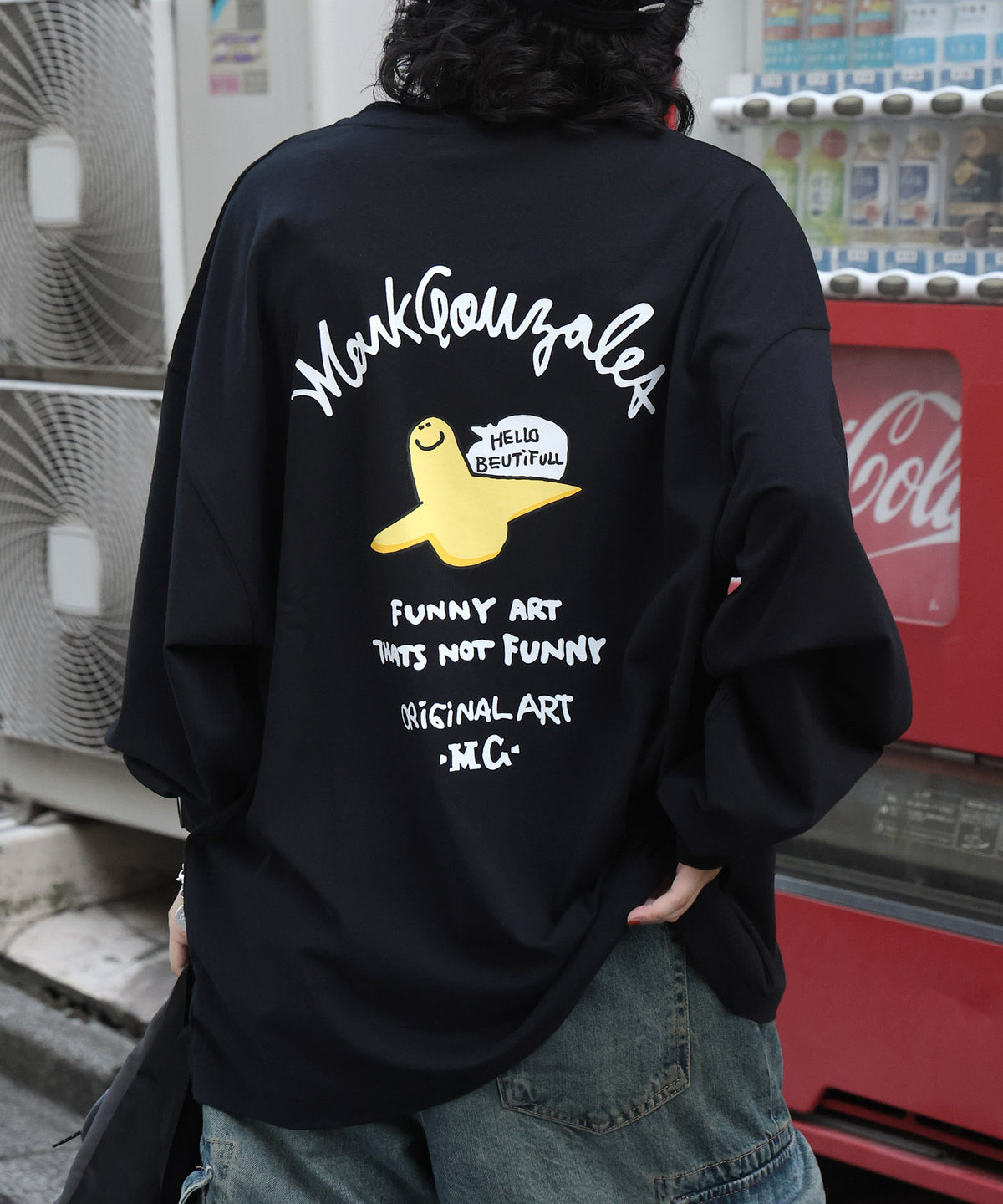 【MARK GONZALES ARTWORK COLLECTION / マークゴンザレス】ワンポイント刺繍 / アーチロゴバックプリント ビッグシルエットロンT