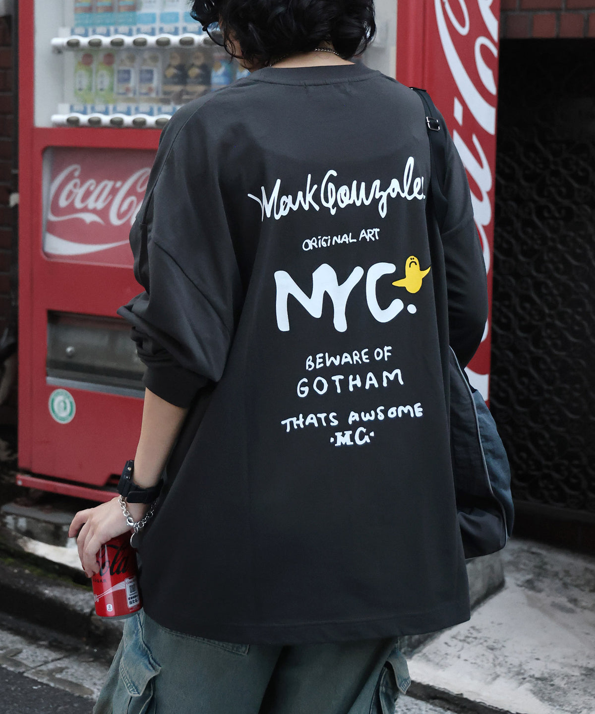 【MARK GONZALES ARTWORK COLLECTION / マークゴンザレス】ワンポイント刺繍 / エンジェルロゴバックプリント ビッグシルエットロンT