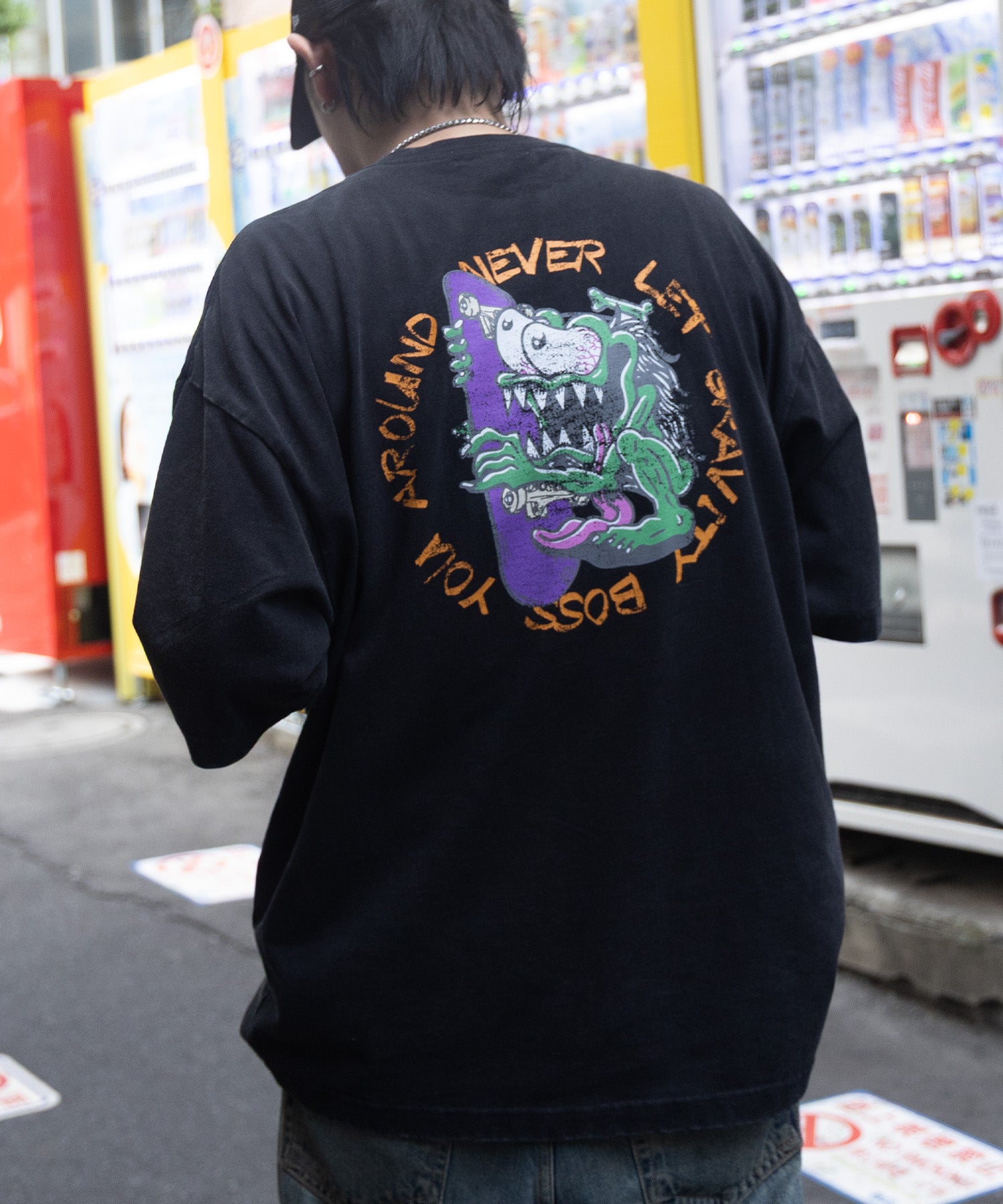 25SS【AIRWALK】ヴィンテージライク モンスターグラフィック ボックスシルエット半袖Tシャツ