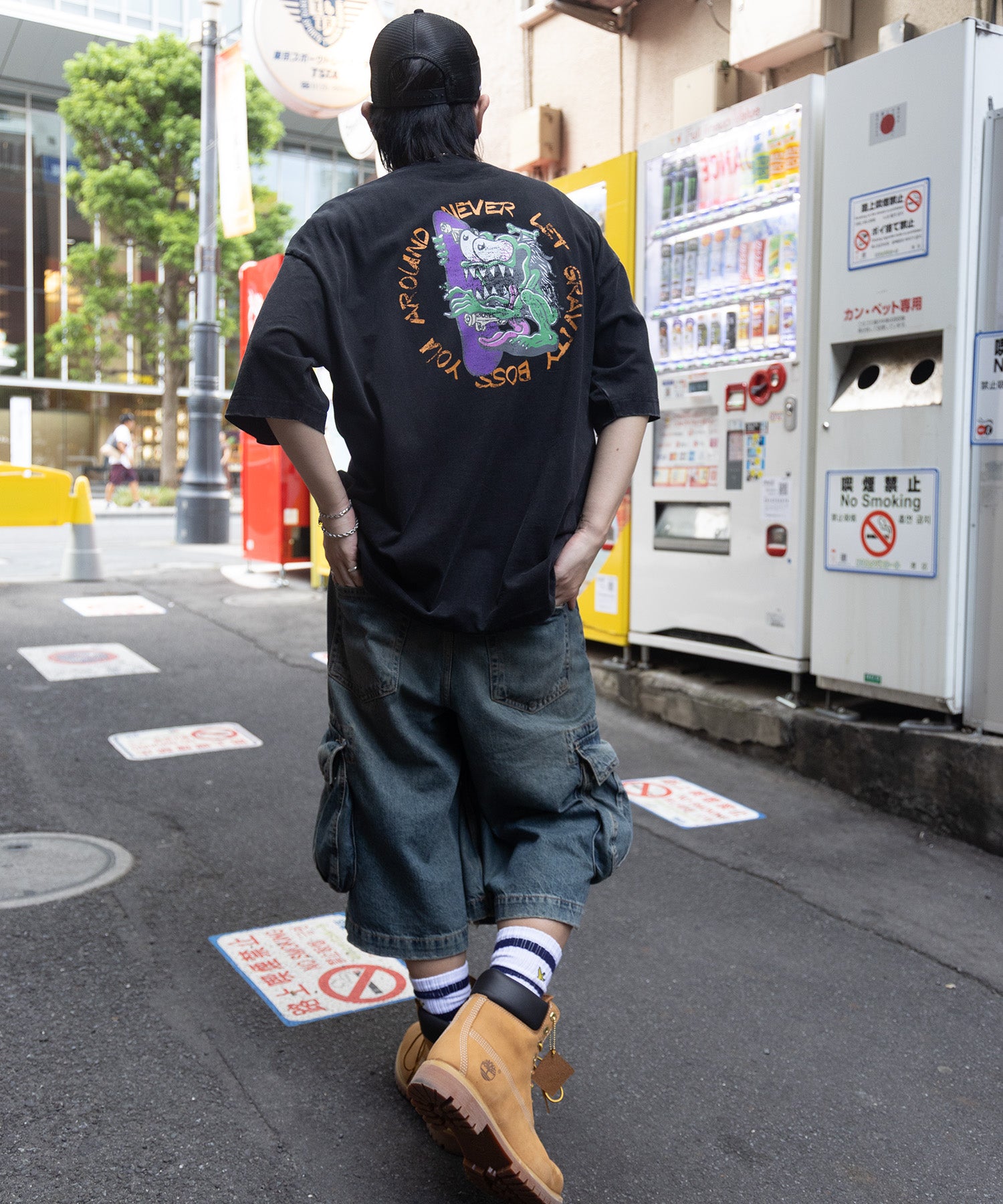 25SS【AIRWALK】ヴィンテージライク モンスターグラフィック ボックスシルエット半袖Tシャツ