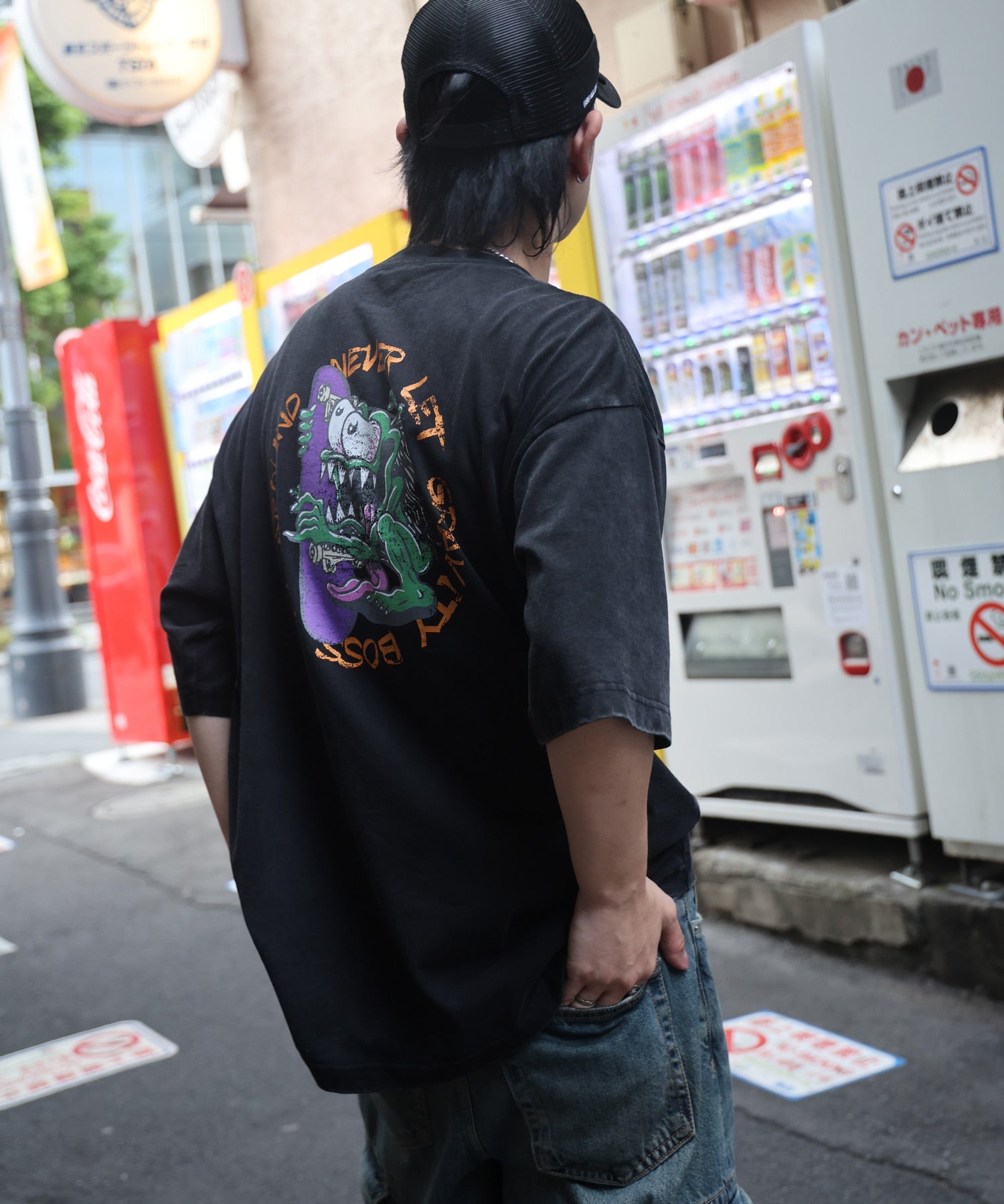 25SS【AIRWALK】ヴィンテージライク モンスターグラフィック ボックスシルエット半袖Tシャツ