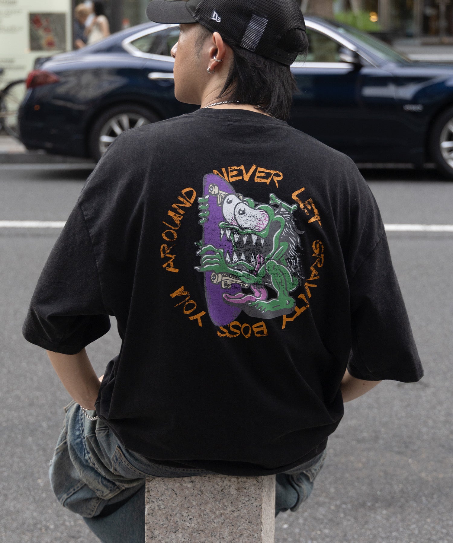 25SS【AIRWALK】ヴィンテージライク モンスターグラフィック ボックスシルエット半袖Tシャツ