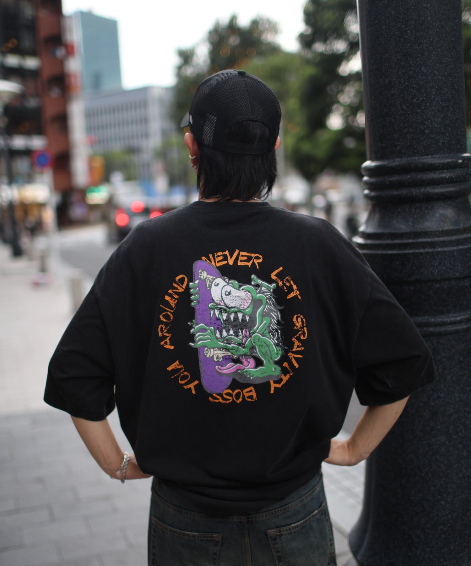 25SS【AIRWALK】ヴィンテージライク モンスターグラフィック ボックスシルエット半袖Tシャツ