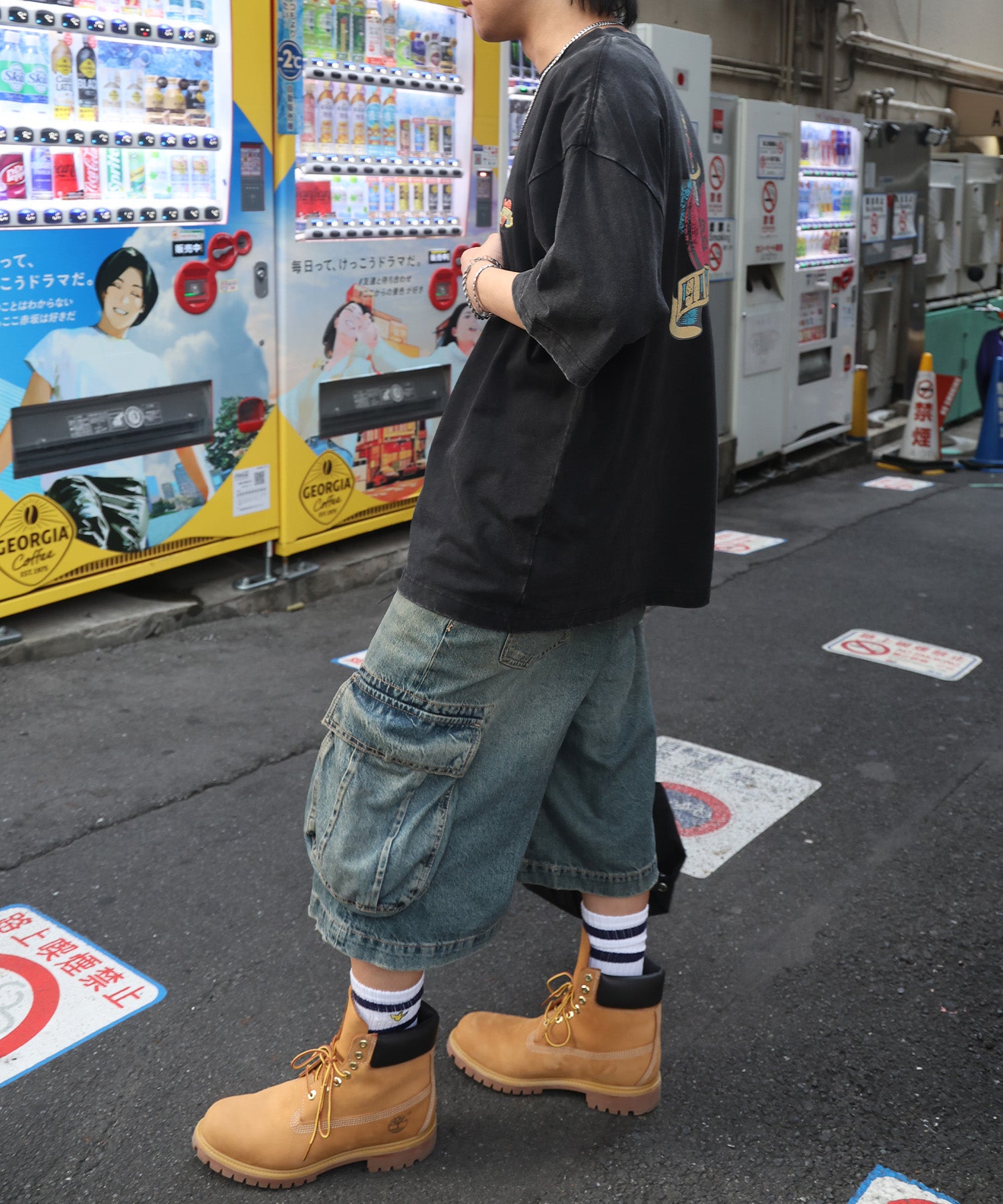 25SS【AIRWALK】ヴィンテージライク ハードグラフィック ボックスシルエット半袖Tシャツ