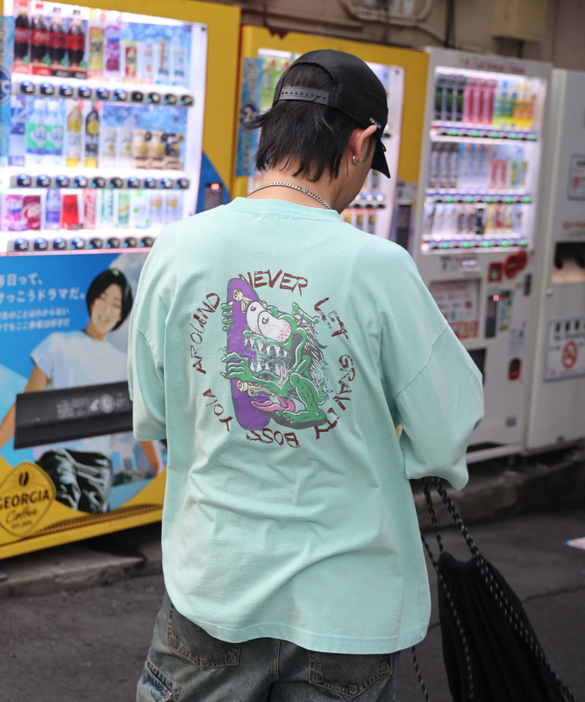 25SS【AIRWALK】ヴィンテージライク モンスターグラフィック ボックスシルエット半袖Tシャツ