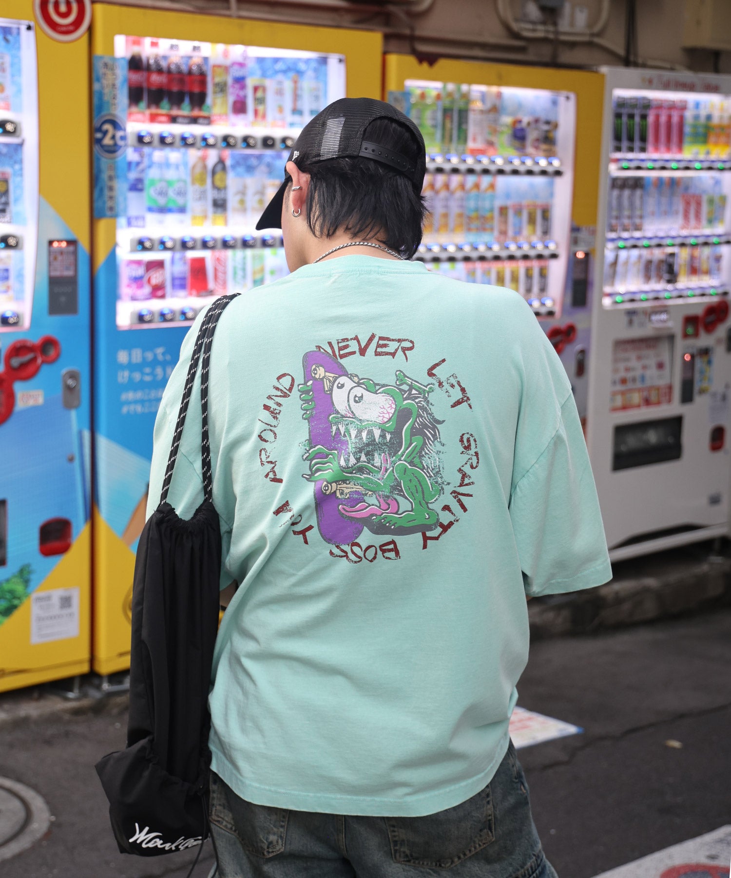 25SS【AIRWALK】ヴィンテージライク モンスターグラフィック ボックスシルエット半袖Tシャツ