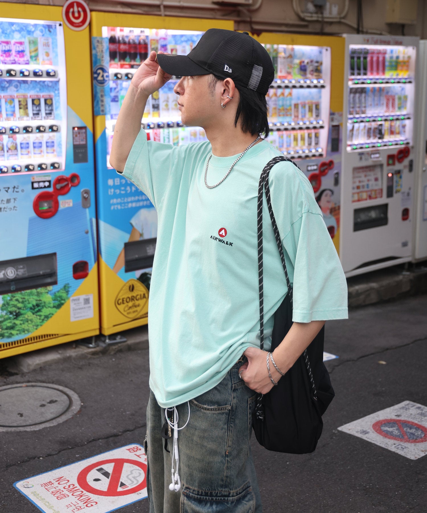 25SS【AIRWALK】ヴィンテージライク モンスターグラフィック ボックスシルエット半袖Tシャツ