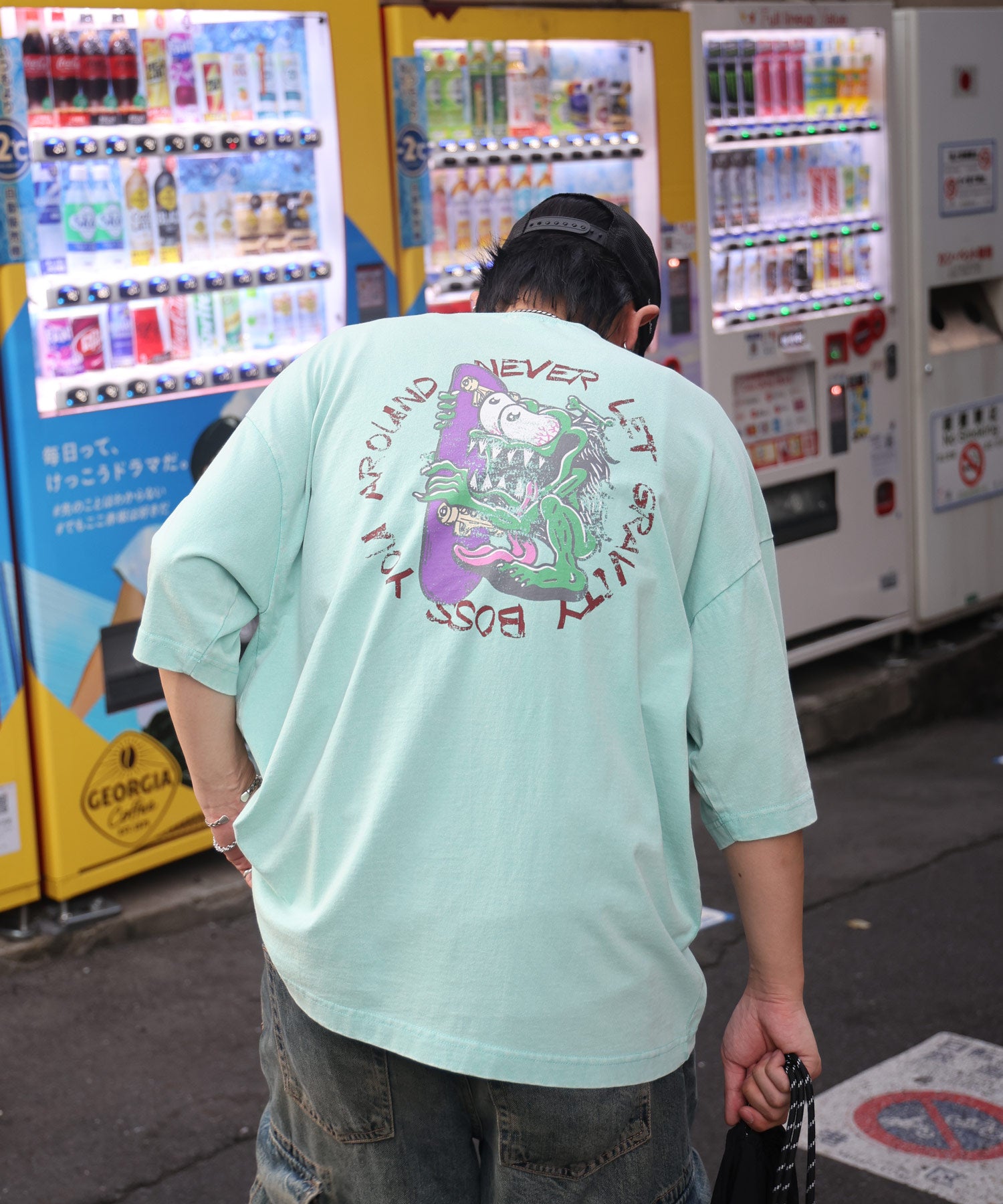 25SS【AIRWALK】ヴィンテージライク モンスターグラフィック ボックスシルエット半袖Tシャツ