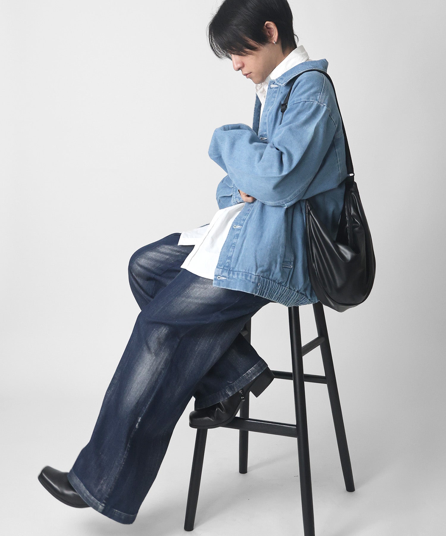 【新色追加】ビッグシルエット ヴィンテージライク ケミカルウォッシュ加工  ブルゾン デニムジャケット