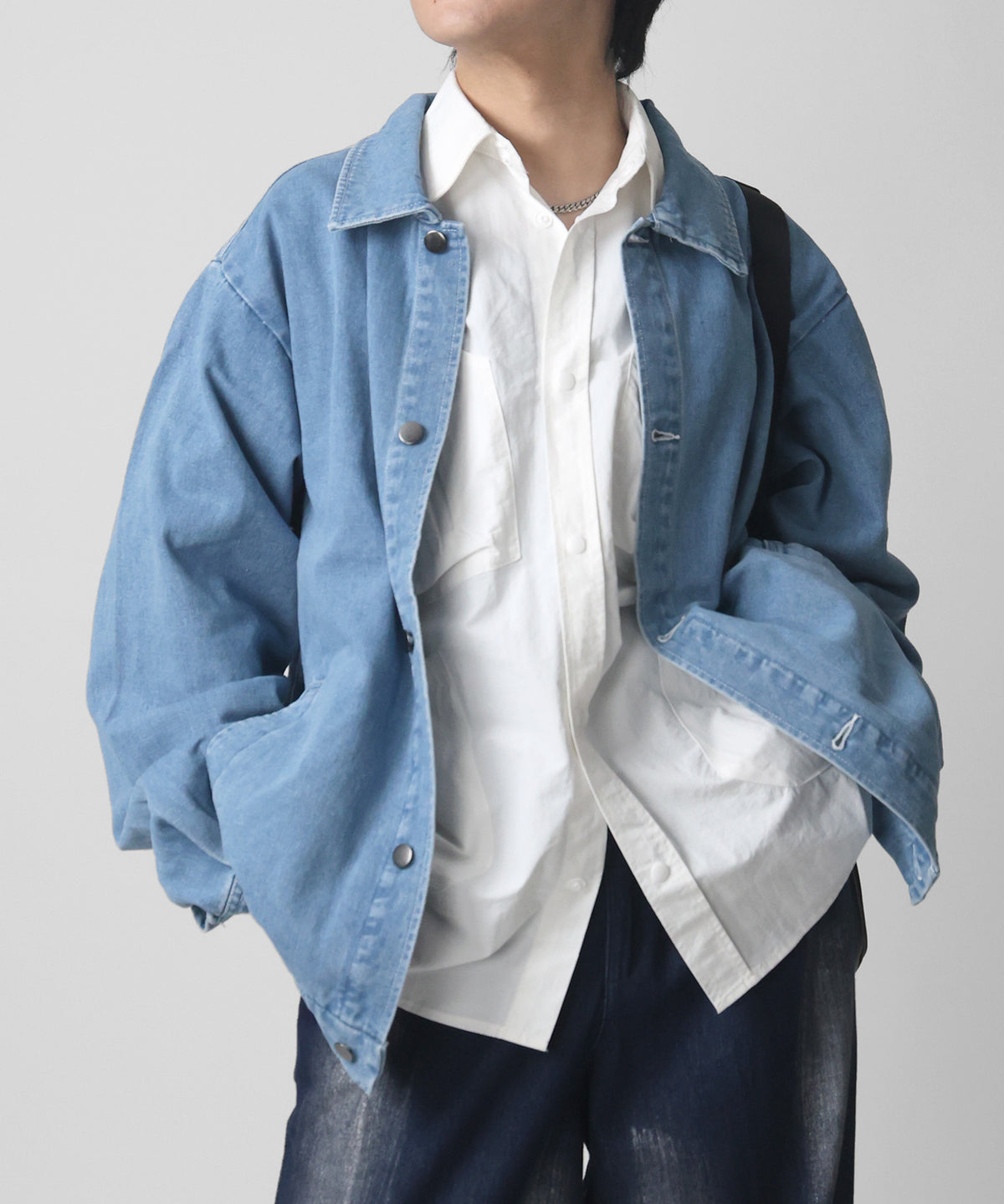 【新色追加】ビッグシルエット ヴィンテージライク ケミカルウォッシュ加工  ブルゾン デニムジャケット