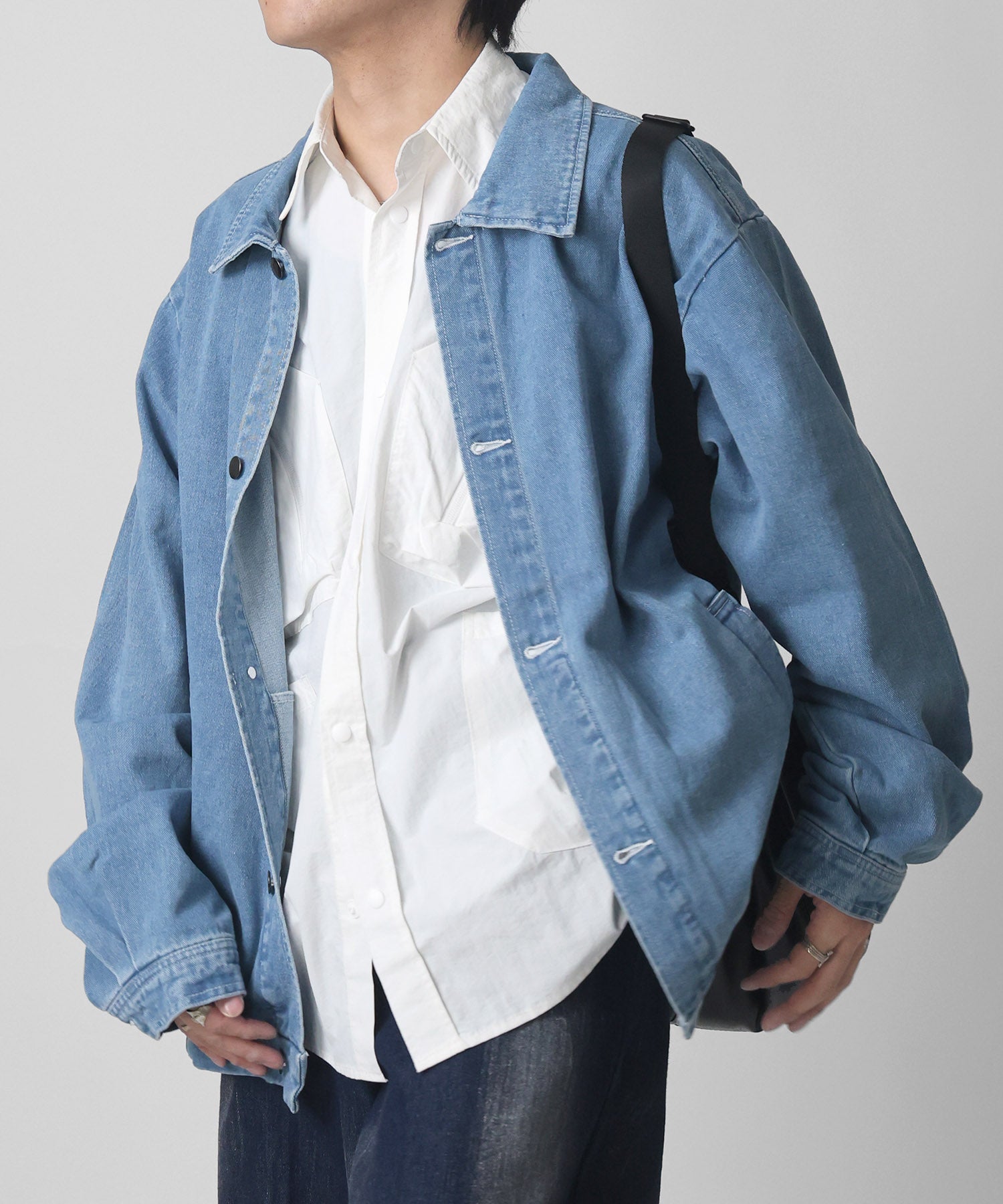 【新色追加】ビッグシルエット ヴィンテージライク ケミカルウォッシュ加工  ブルゾン デニムジャケット